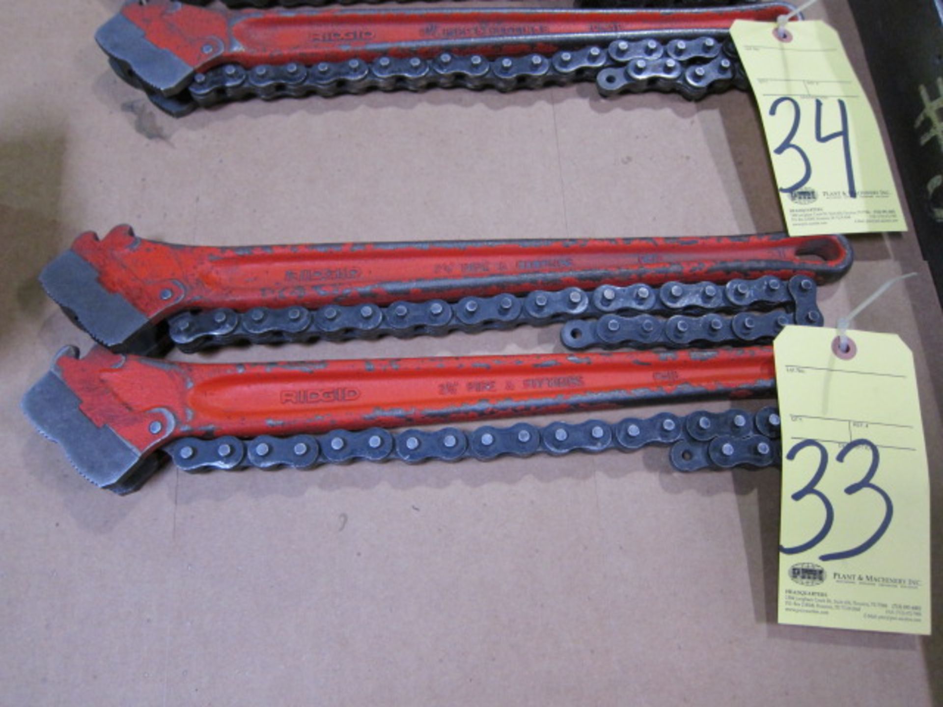 LOT OF CHAIN TYPE PIPE WRENCHES (2), RIDGID 18"