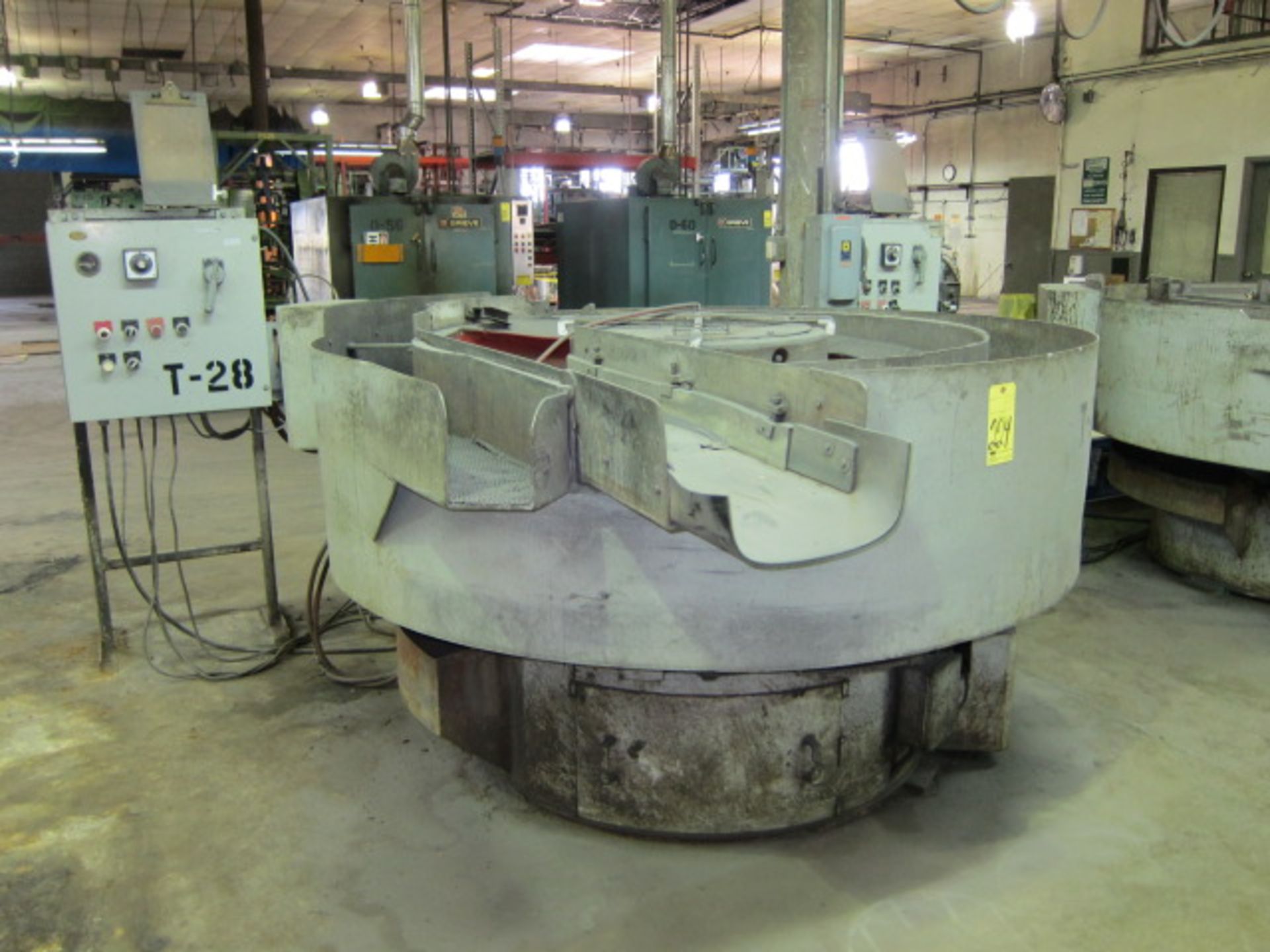 VIBRATORY FINISHER, VIBTECH MDL. 6026, 60” bowl dia., 13 cu. ft. working cap., 15” channel width,