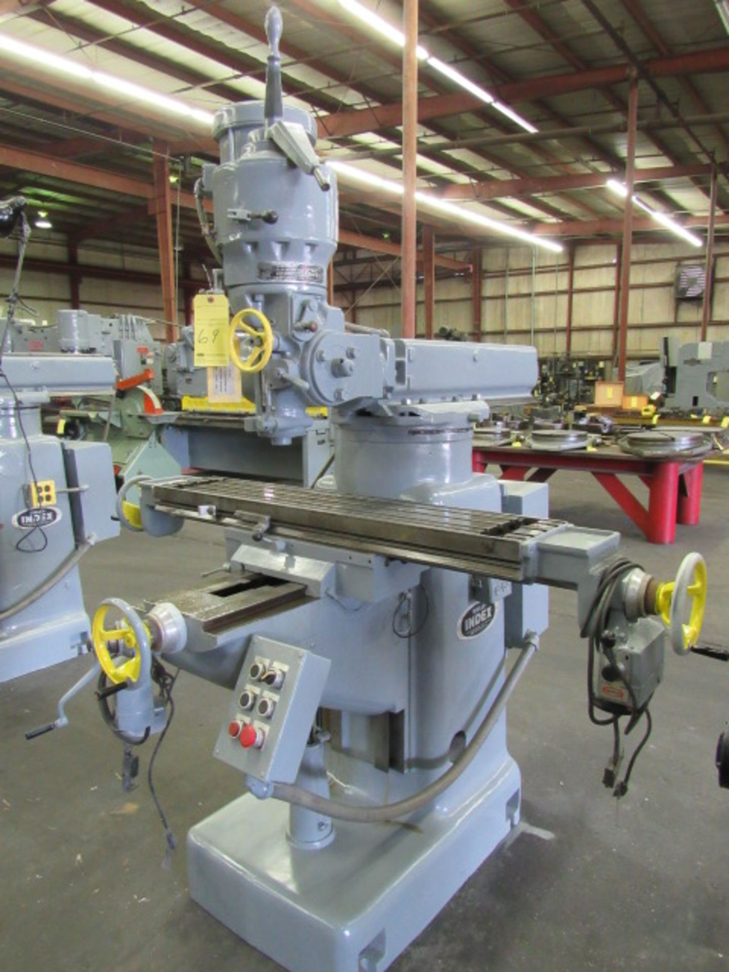 VERTICAL MILLING MACHINE. WELLS INDEX MDL. 847, 10” x 48” 3-slotted table, 34” long. table travel, - Image 2 of 6