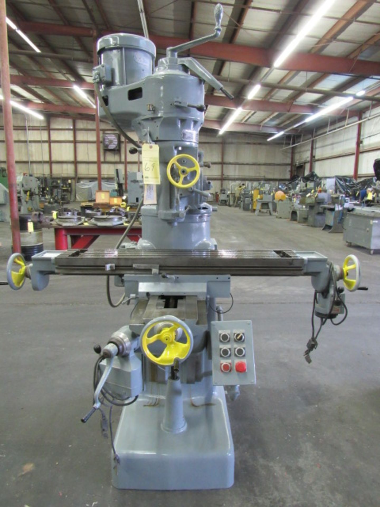 VERTICAL MILLING MACHINE. WELLS INDEX MDL. 847, 10” x 48” 3-slotted table, 34” long. table travel,