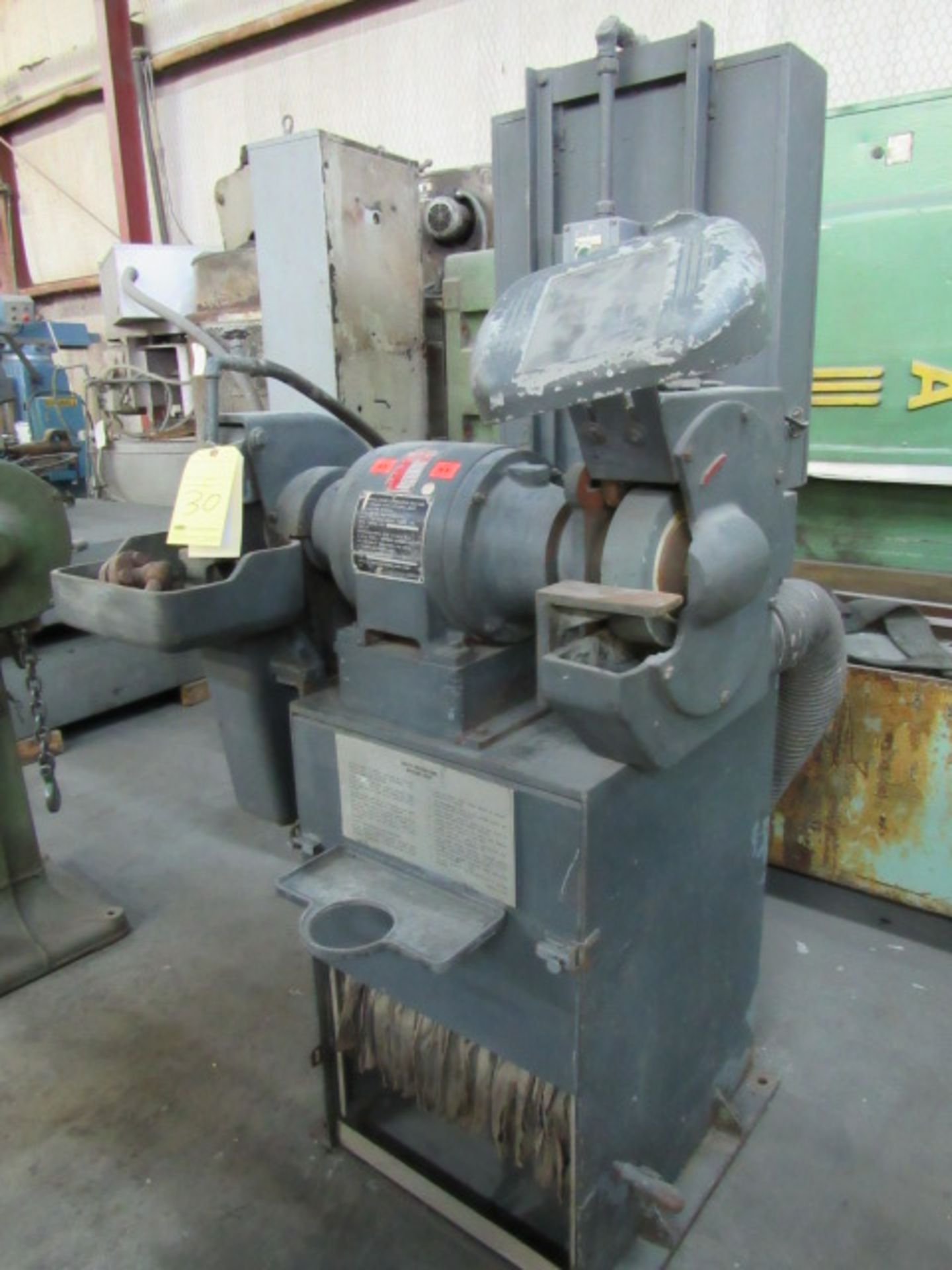 DOUBLE END PEDESTAL GRINDER, SETCO MDL. SPL606-292-8, combination wet/dry type, integral dust