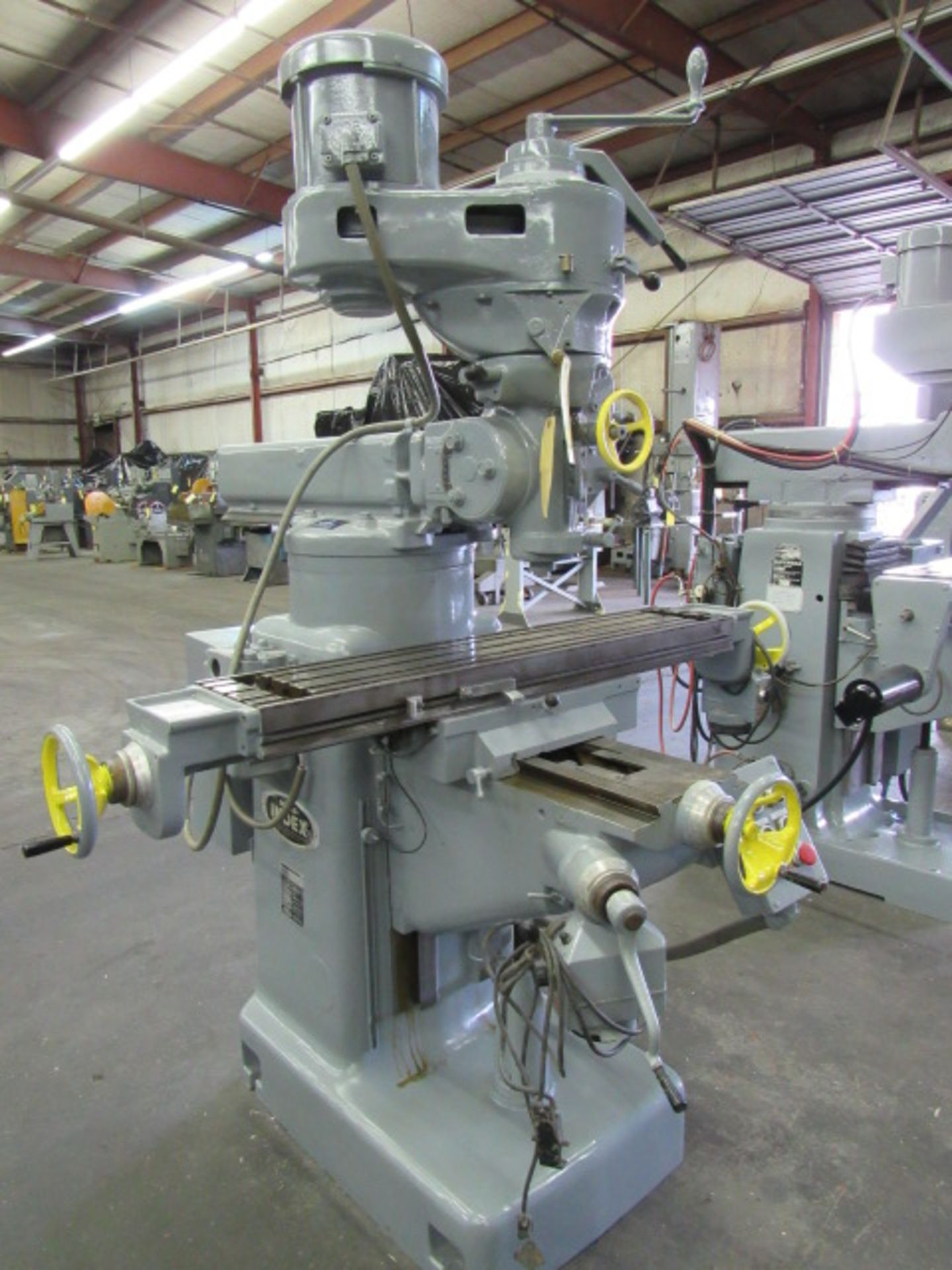 VERTICAL MILLING MACHINE. WELLS INDEX MDL. 847, 10” x 48” 3-slotted table, 34” long. table travel, - Image 3 of 6