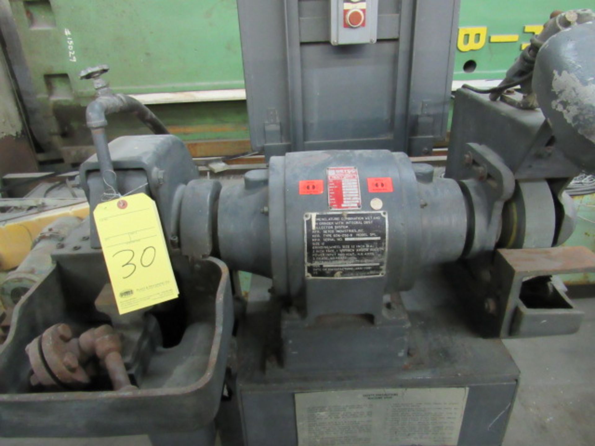 DOUBLE END PEDESTAL GRINDER, SETCO MDL. SPL606-292-8, combination wet/dry type, integral dust - Image 3 of 3