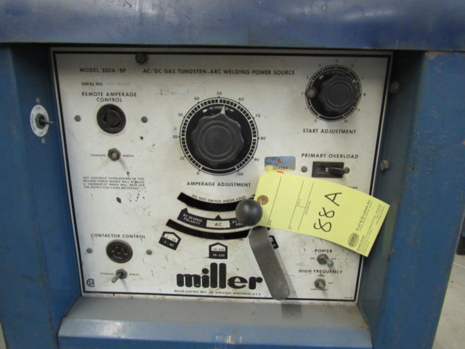 WELDING MACHINE, MILLER MDL. 330A/BP AC/DC GAS TUNGSTEN ARA, S/N HK276148 - Image 2 of 3