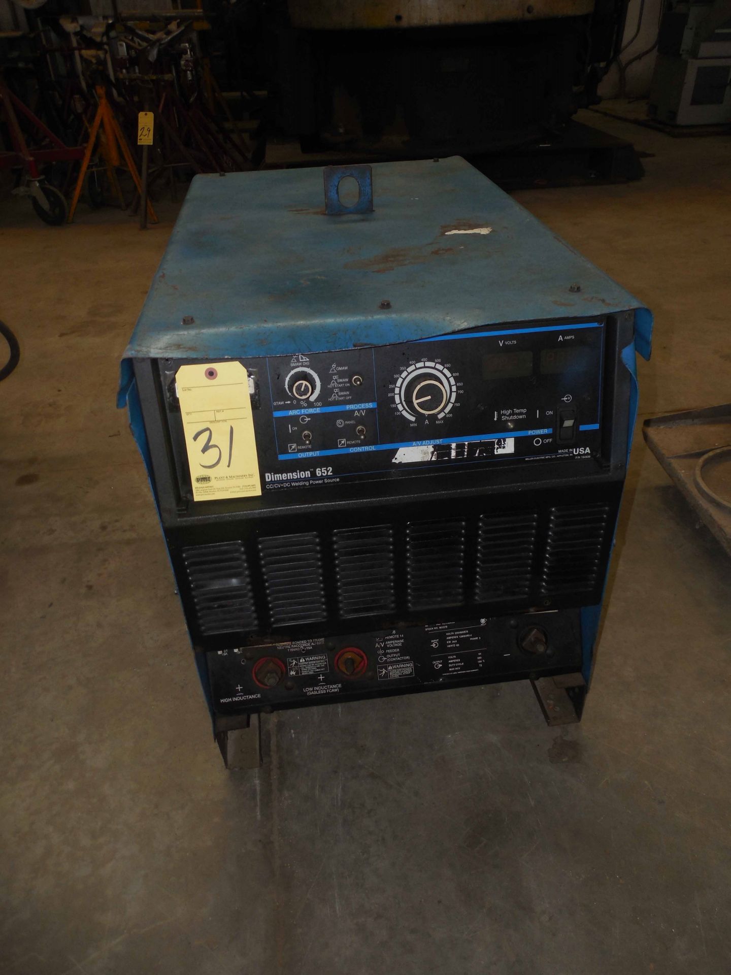 WELDING MACHINE, MILLER MDL. DIMENSION 652 CC/CV