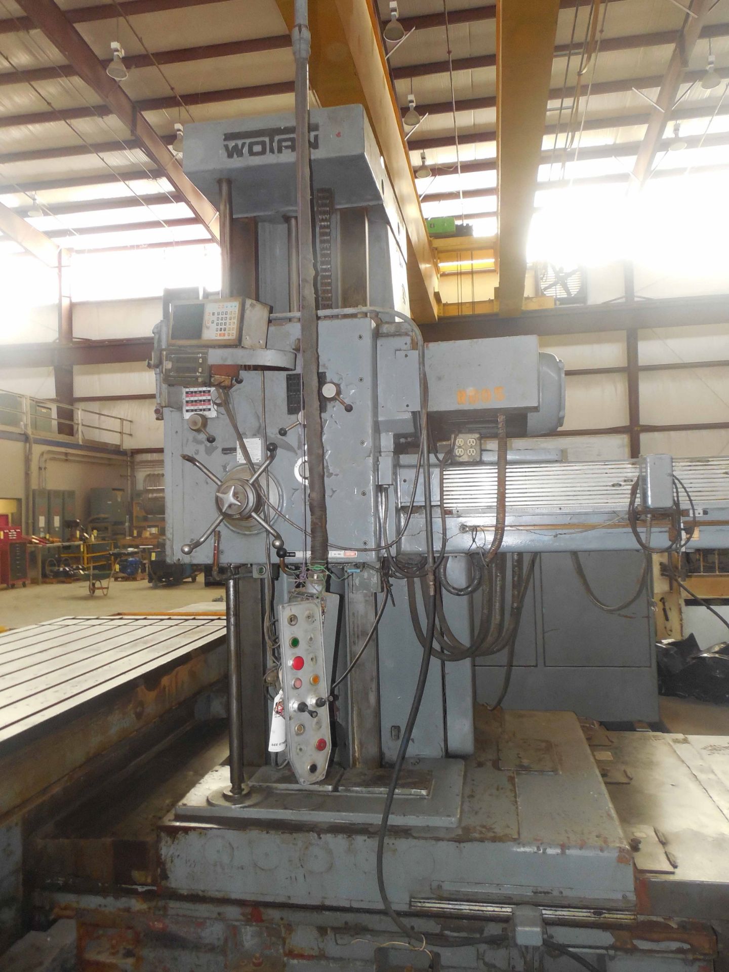 DOUBLE SPINDLE TABLE TYPE HORIZONTAL BORING MILL, WOTAN 5” OPPOSED SPINDLE TYPE, 60” x 172” table, - Image 3 of 6