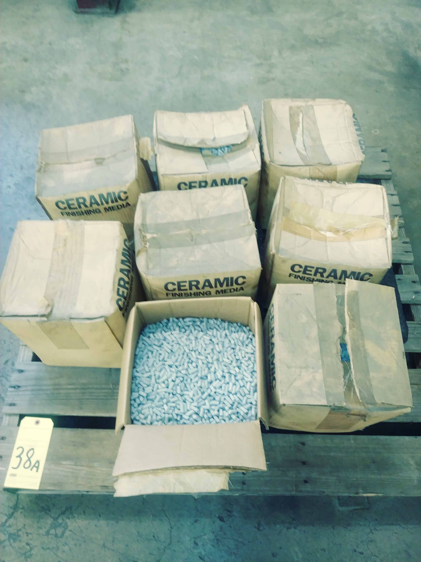 LOT OF CERAMIC FINISHING MEDIA, on one skid