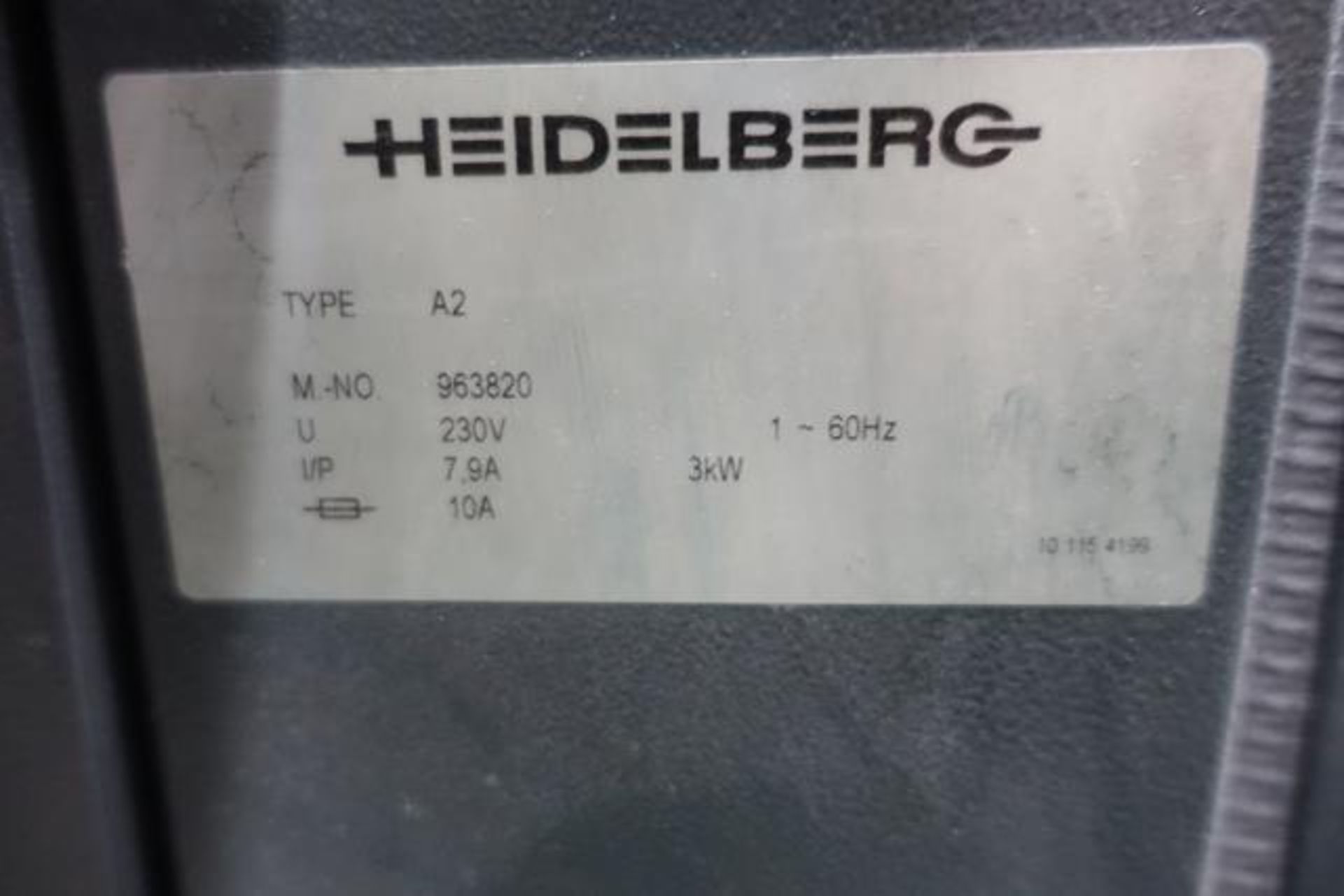 HEIDELBERG PRINTMASTER, A2, 2 COLOUR, PRINTING PRESS, 230 V, PARTS MACHINE, S/N 963820, (RIGGING $ - Image 10 of 10