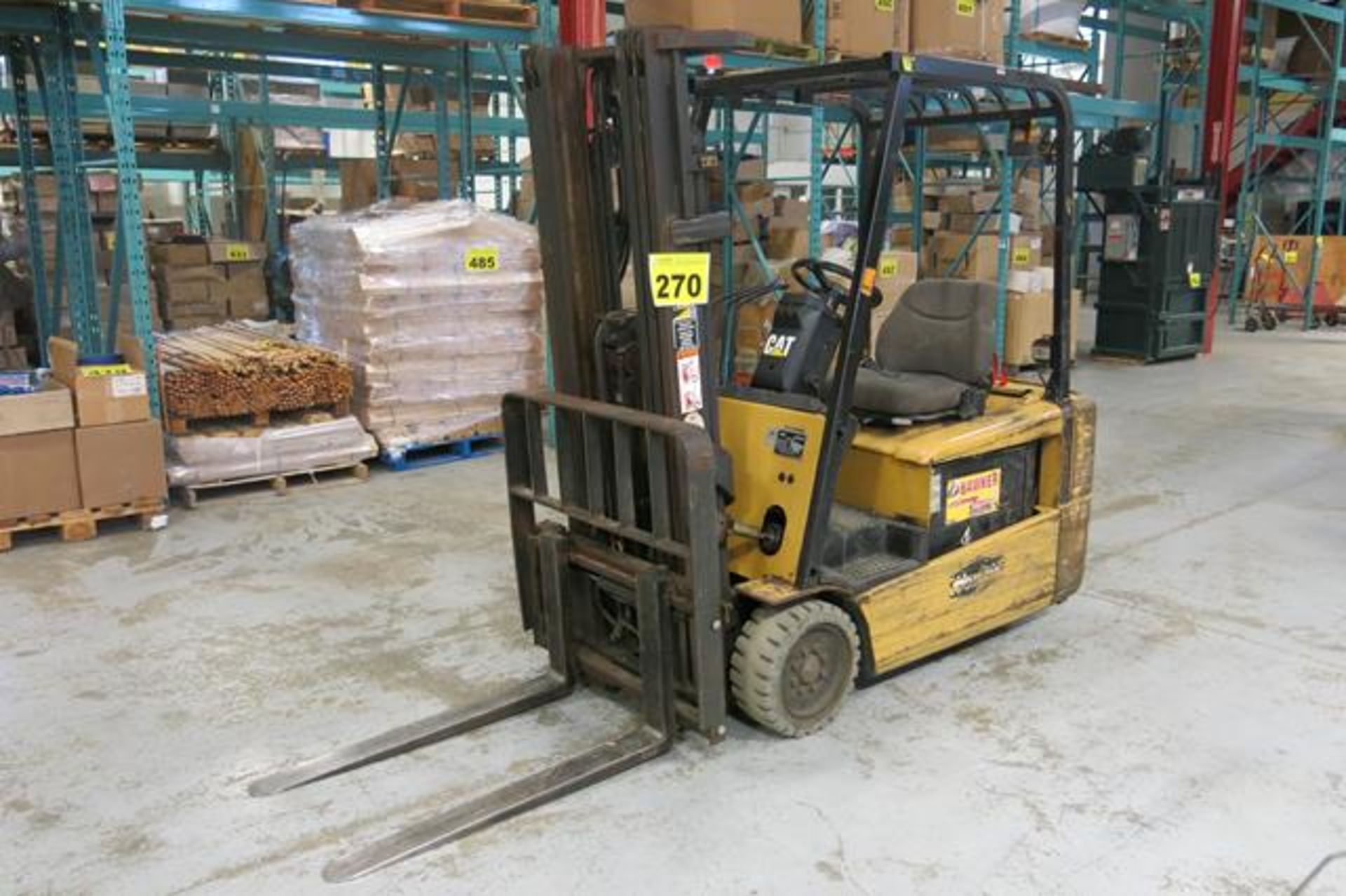 CATERPILLAR, EP20KT, 3,700 LBS., 3 STAGE, 3-WHEEL, BATTERY POWERED, FORKLIFT, SIDESHIFT, 188"