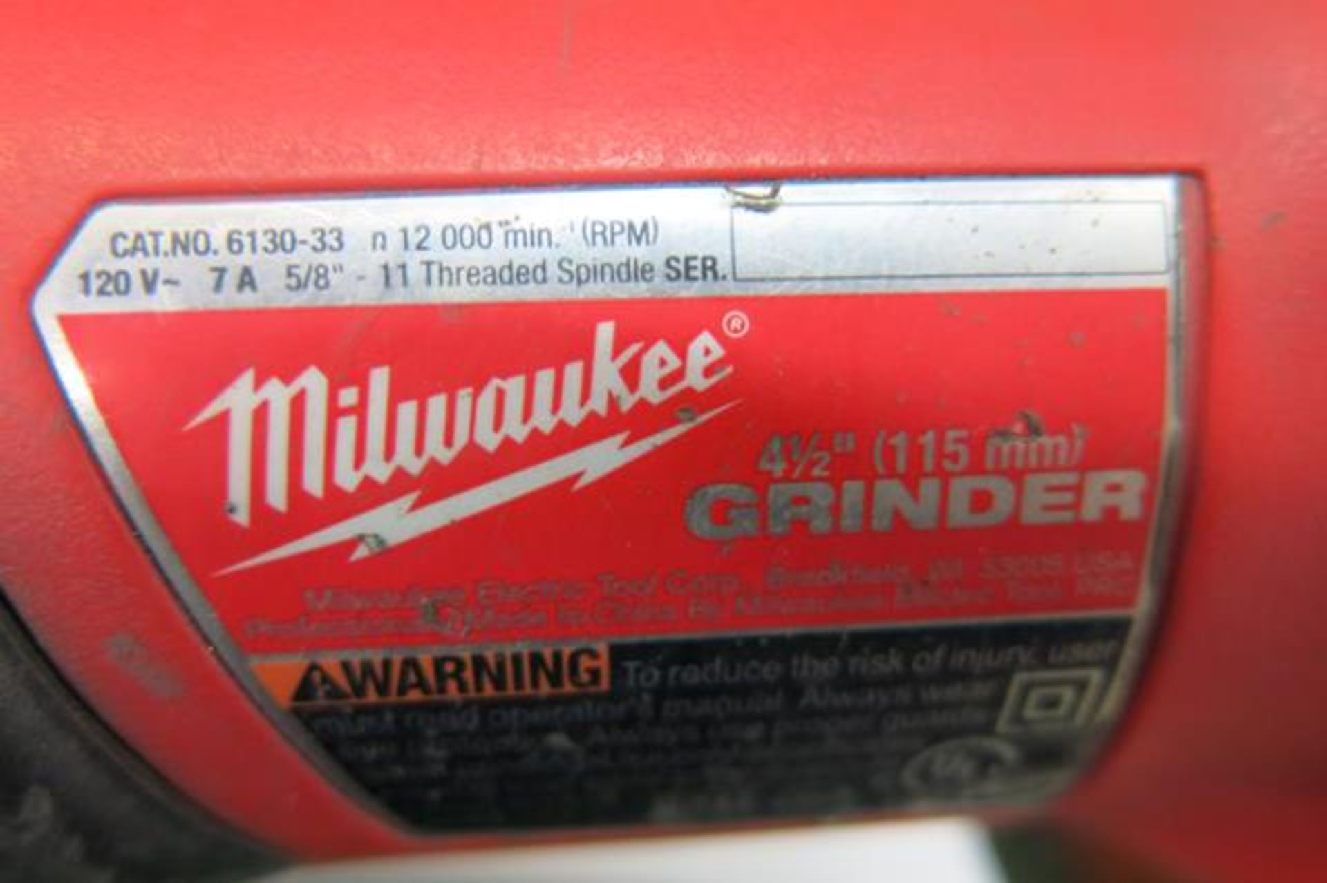 MILWAUKEE, 4.5", GRINDER - Image 3 of 3