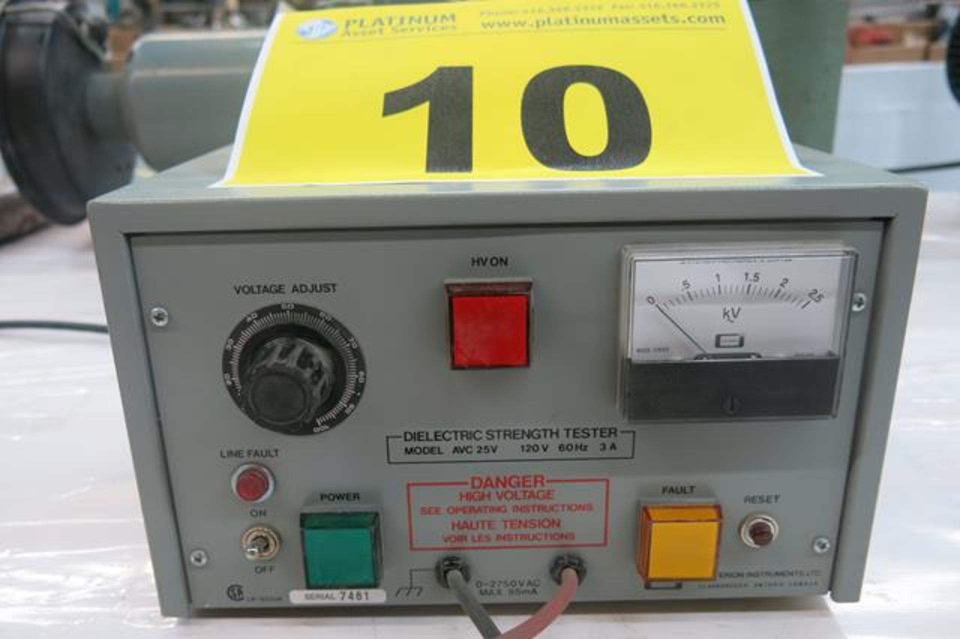 DIELECTRIC STRENGTH TESTER, MODEL AVC25V - Image 2 of 3