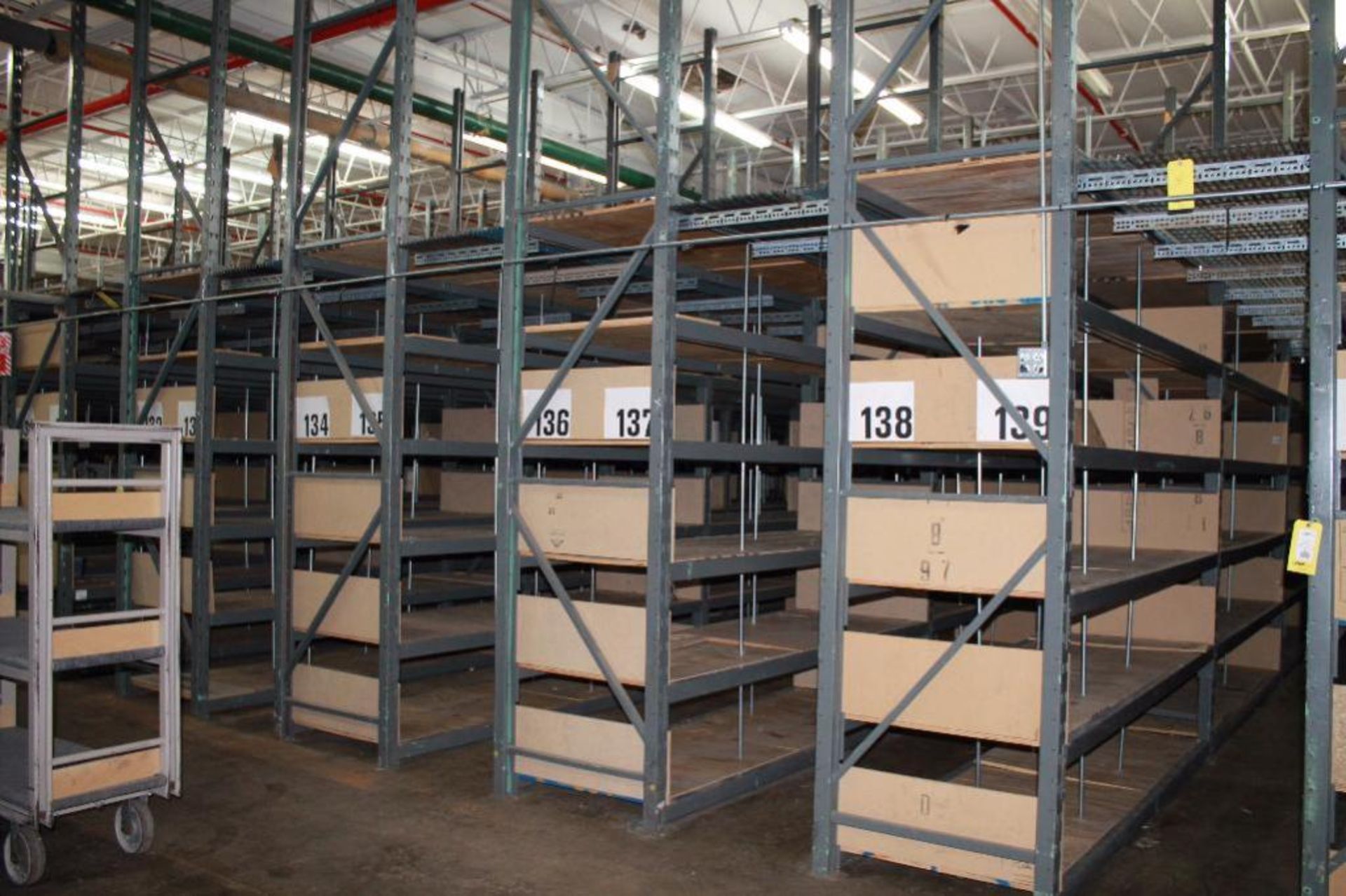 (24) Sections of 15 Ft H X 9 Ft W X 36 In. Pallet Racking with (4) Sections of Attached Grid work