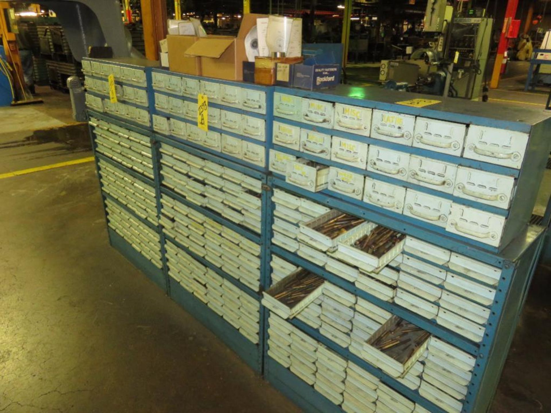 LOT: Assorted EDM Electrodes & Tooling, with (3) Multi-Drawer Cabinets (Location J)