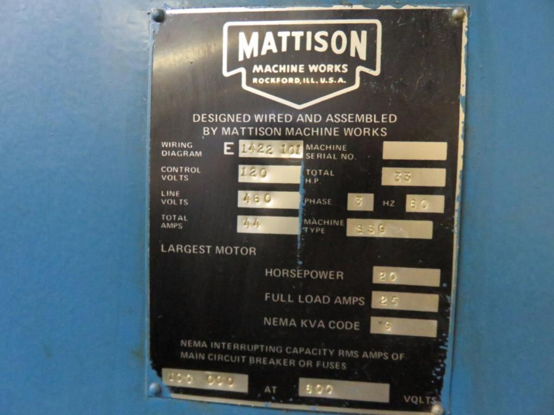 Mattison 24 in. x 72 in. Hydraulic Surface Grinder, S/N 24197 (1981) (Location H) - Image 4 of 4