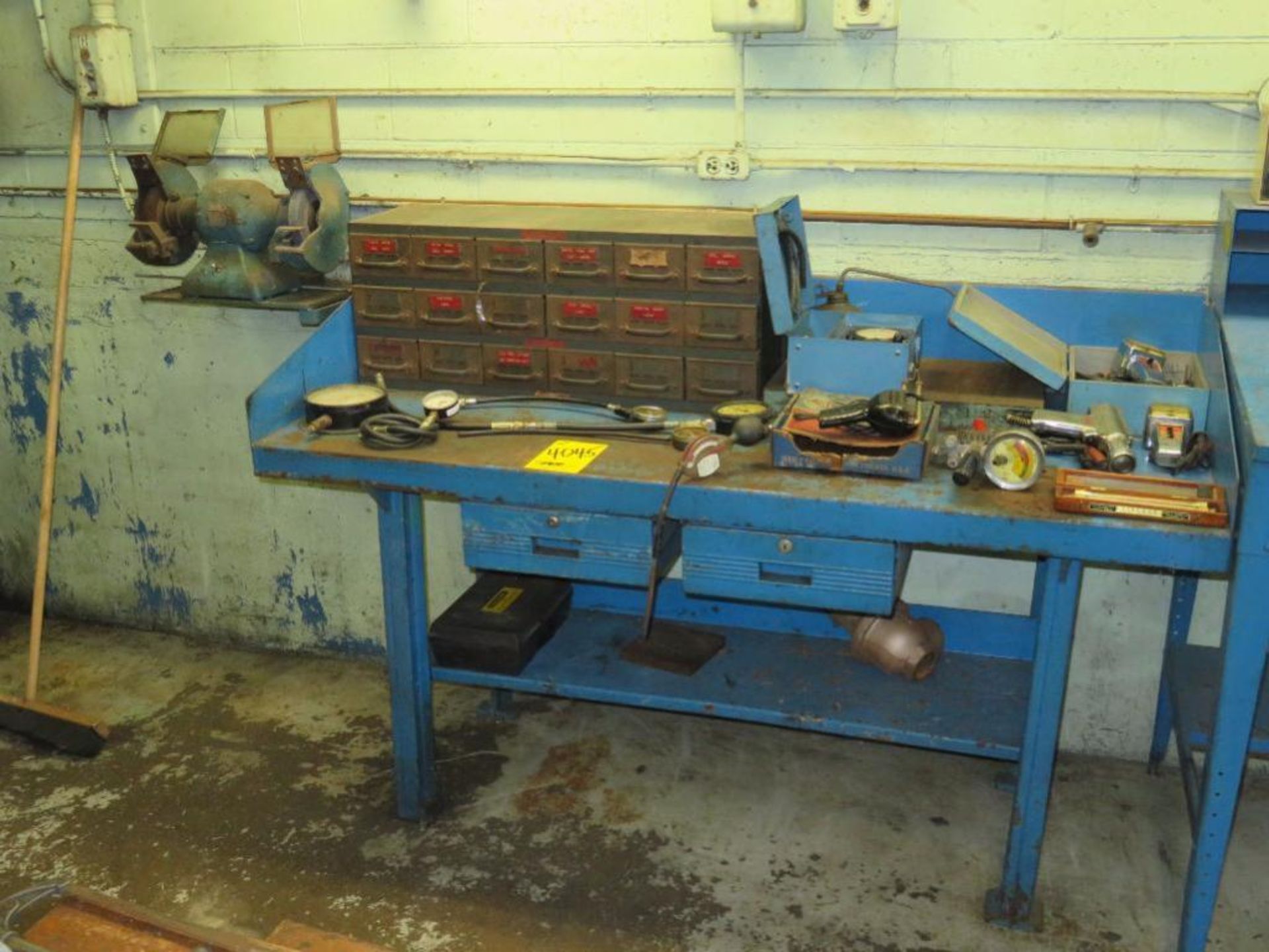 LOT: (7) 2-Door Cabinets with Contents, (2) Work Benches (one with vise), (1) Foreman Desk, (1) 1- - Image 5 of 8