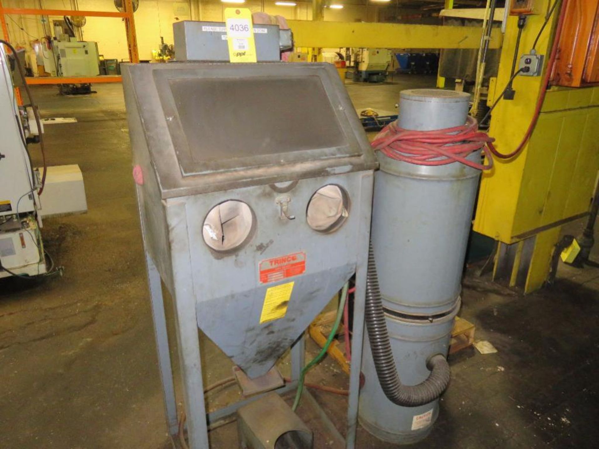 LOT: (1) Trinco Model 24BP 2-Hole Blast Cabinet with Dust Collector, (1) 12 in. Double End