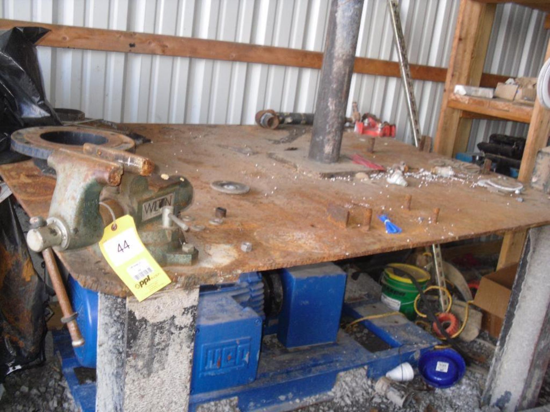 58 in. x 78 in. Steel Fabrication Table with Wilton Vise & Ridgid Pipe Vise