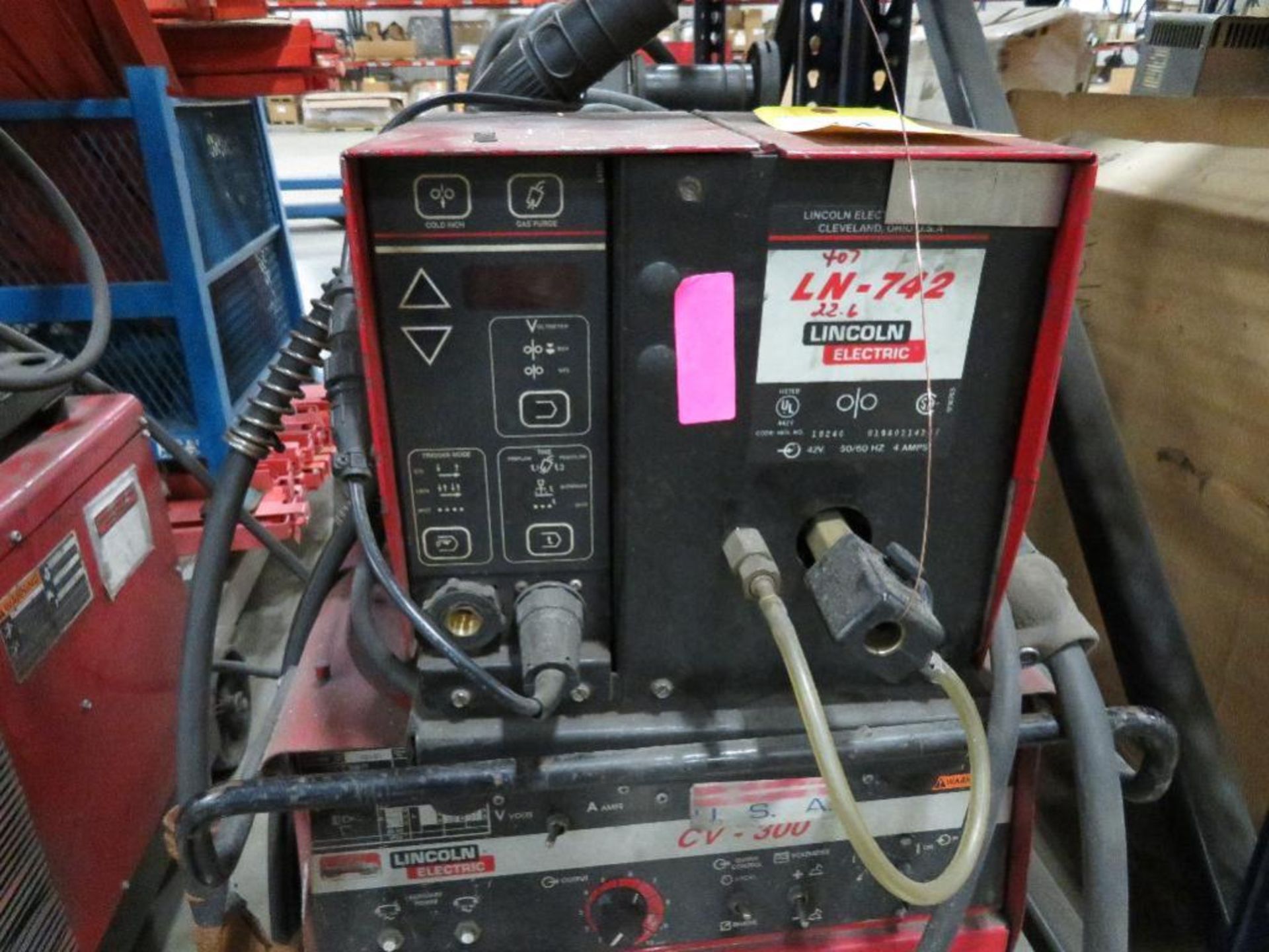 Lincoln 300 Amp Electric MIG Welder Model CV-300, S/N U1000623518, with Lincoln LN-742 Wire Feed - Image 2 of 2