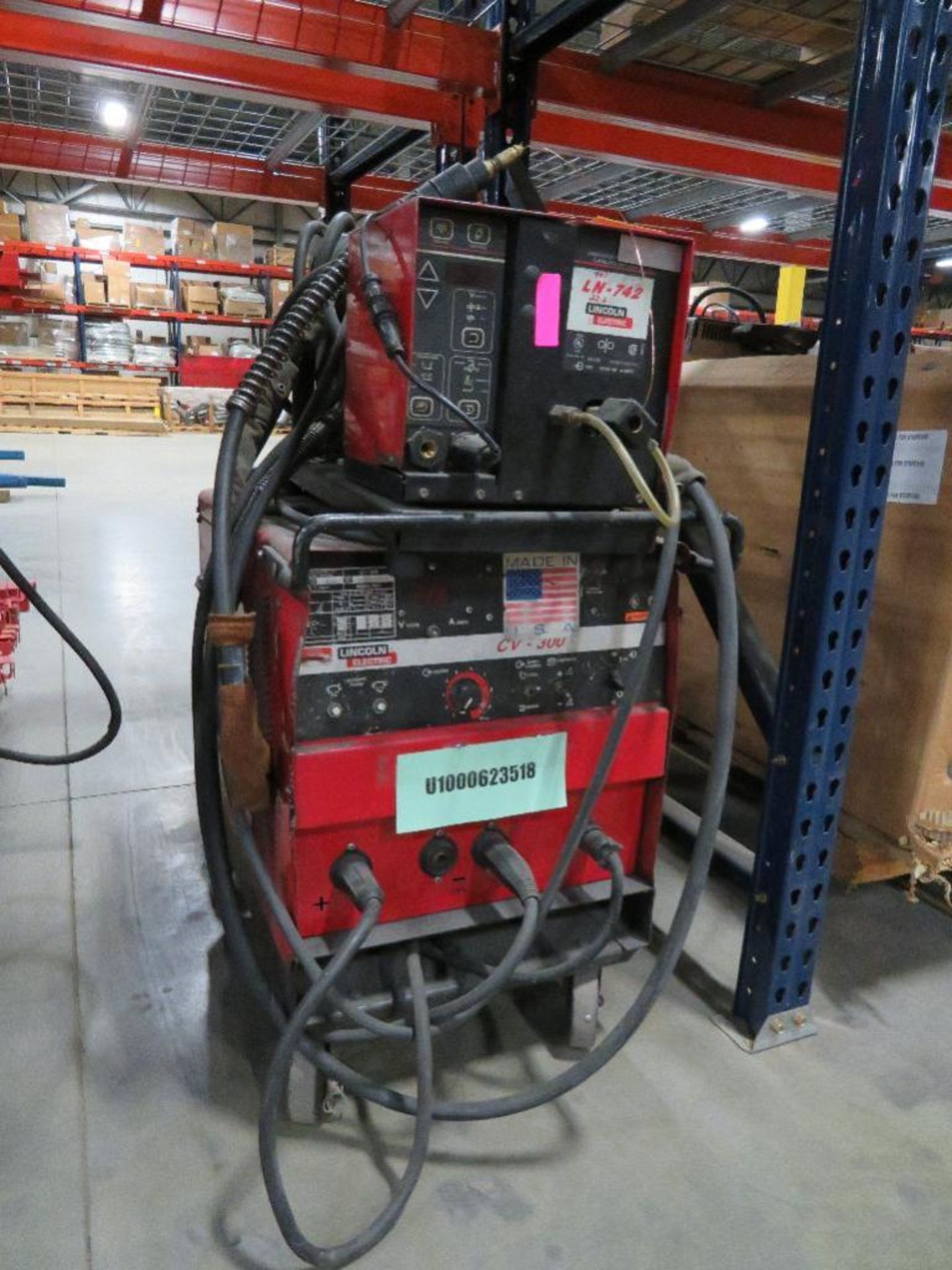 Lincoln 300 Amp Electric MIG Welder Model CV-300, S/N U1000623518, with Lincoln LN-742 Wire Feed
