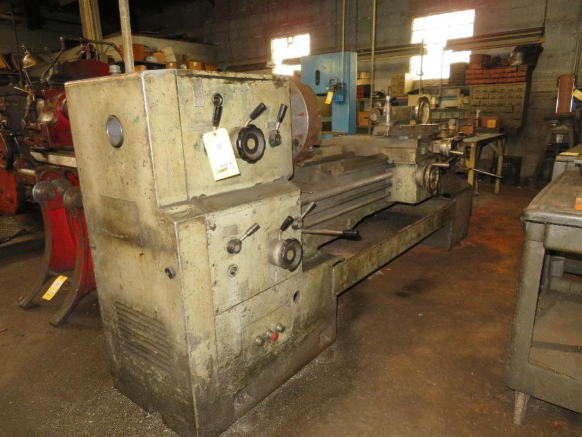 Polamco 19 in. x 68 in. Gap Bed Geared Head Engine Lathe, S/N N/A, 15 in. 4-Jaw Chuck, Carriage with