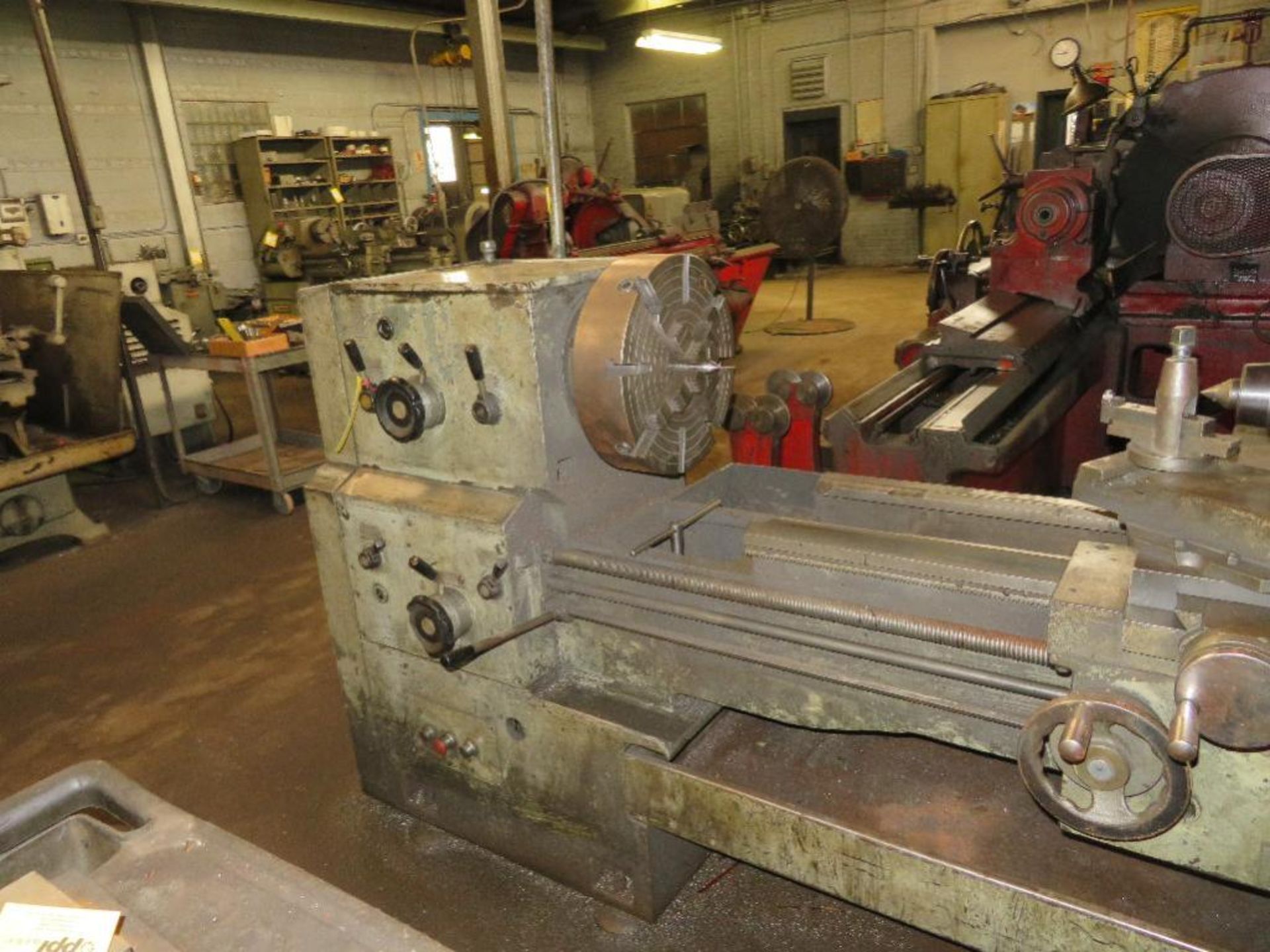 Polamco 19 in. x 68 in. Gap Bed Geared Head Engine Lathe, S/N N/A, 15 in. 4-Jaw Chuck, Carriage with - Image 3 of 3
