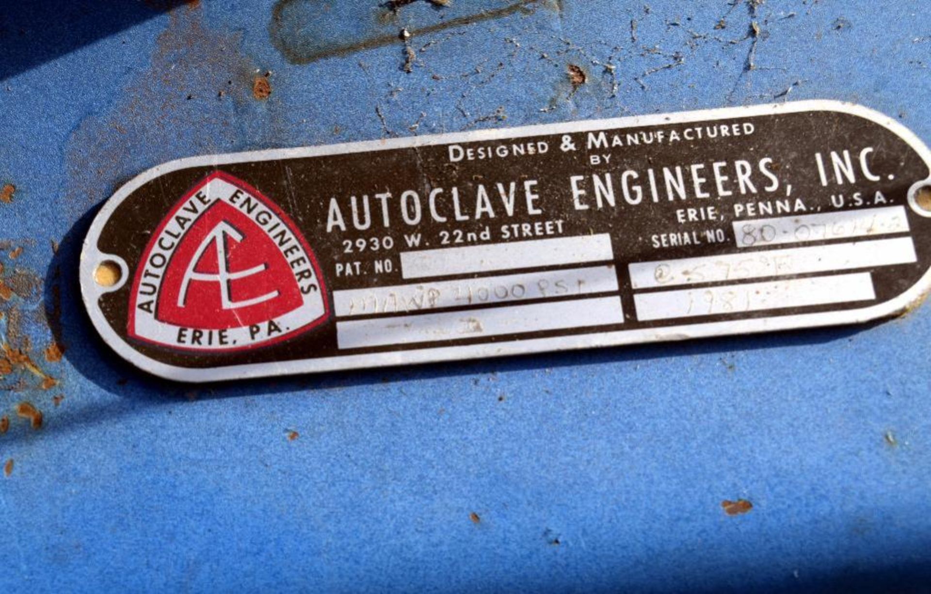 Autoclave Engineers Autoclave, 0.1 Gallon, Inconel 600. Vessel 2-1/4" diameter x 7-1/2" straight sid - Image 7 of 7