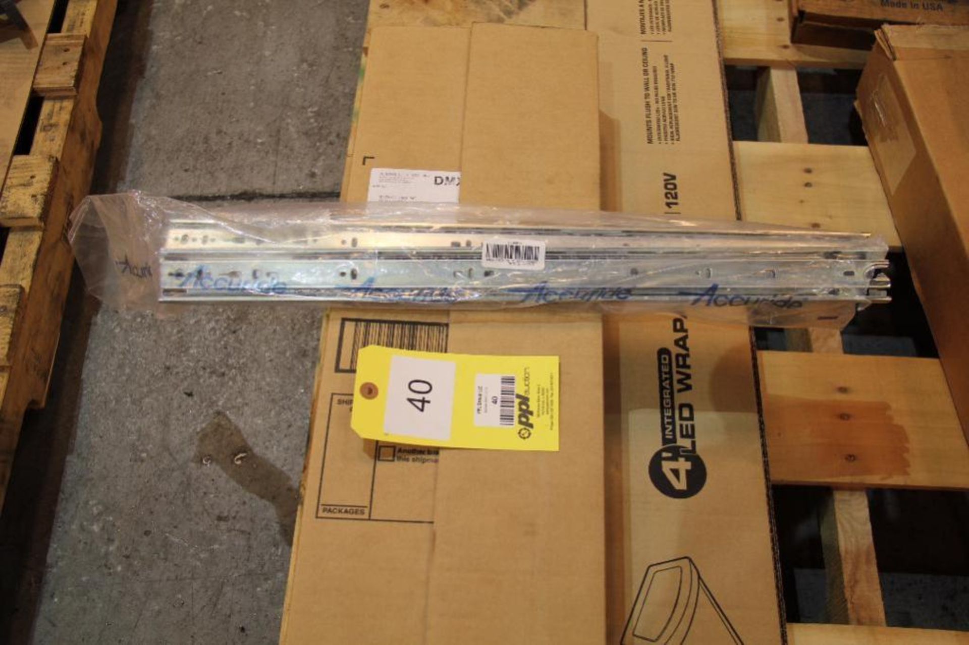 LOT: Car Scissor Jack, Lithonia 4 ft. Integrated LED Wrap Around, Accuride Sliding Brackets, etc. - Image 2 of 2