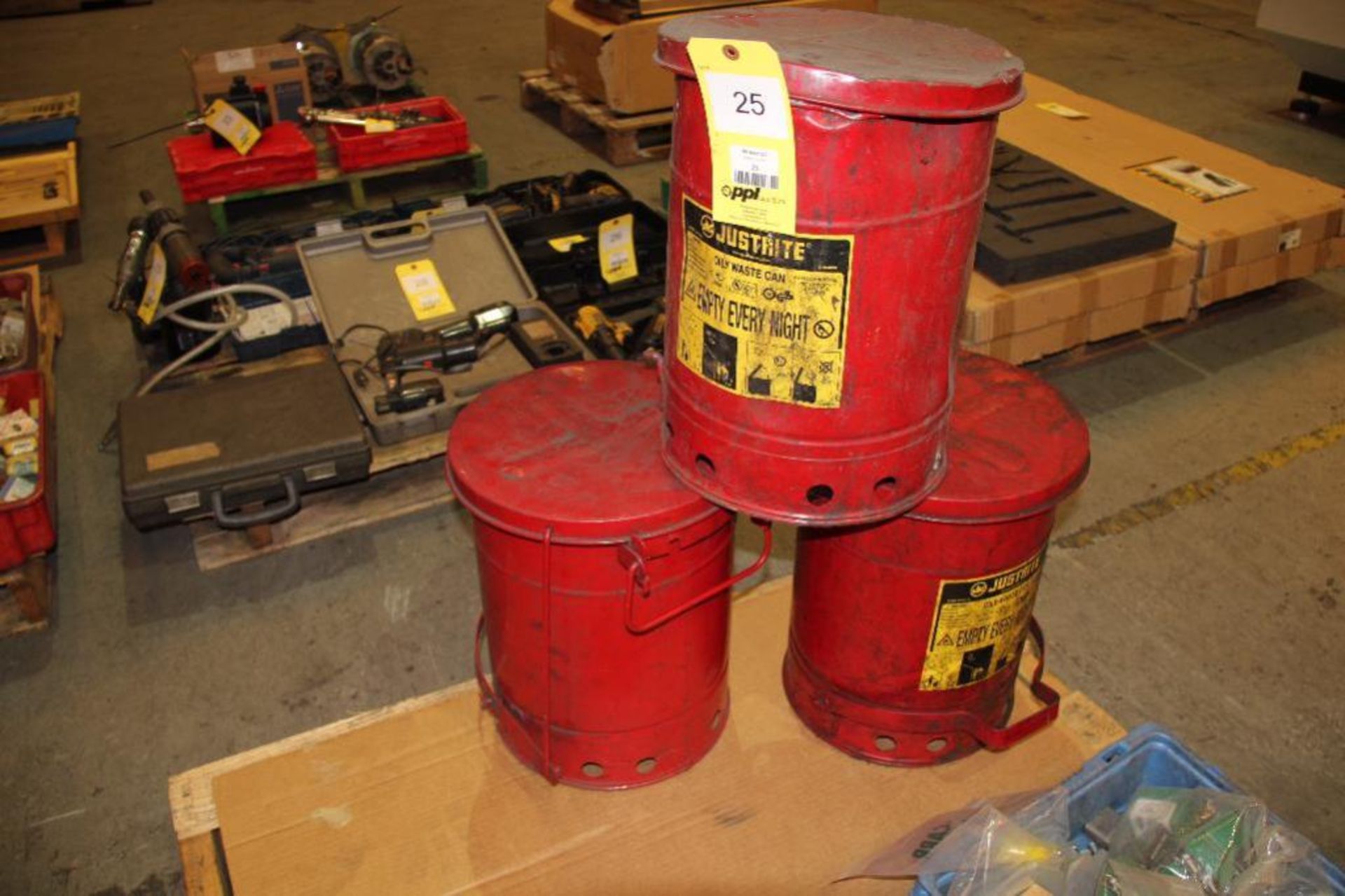 LOT: (3) Justrite 6 Gallon Oily Waste Cans