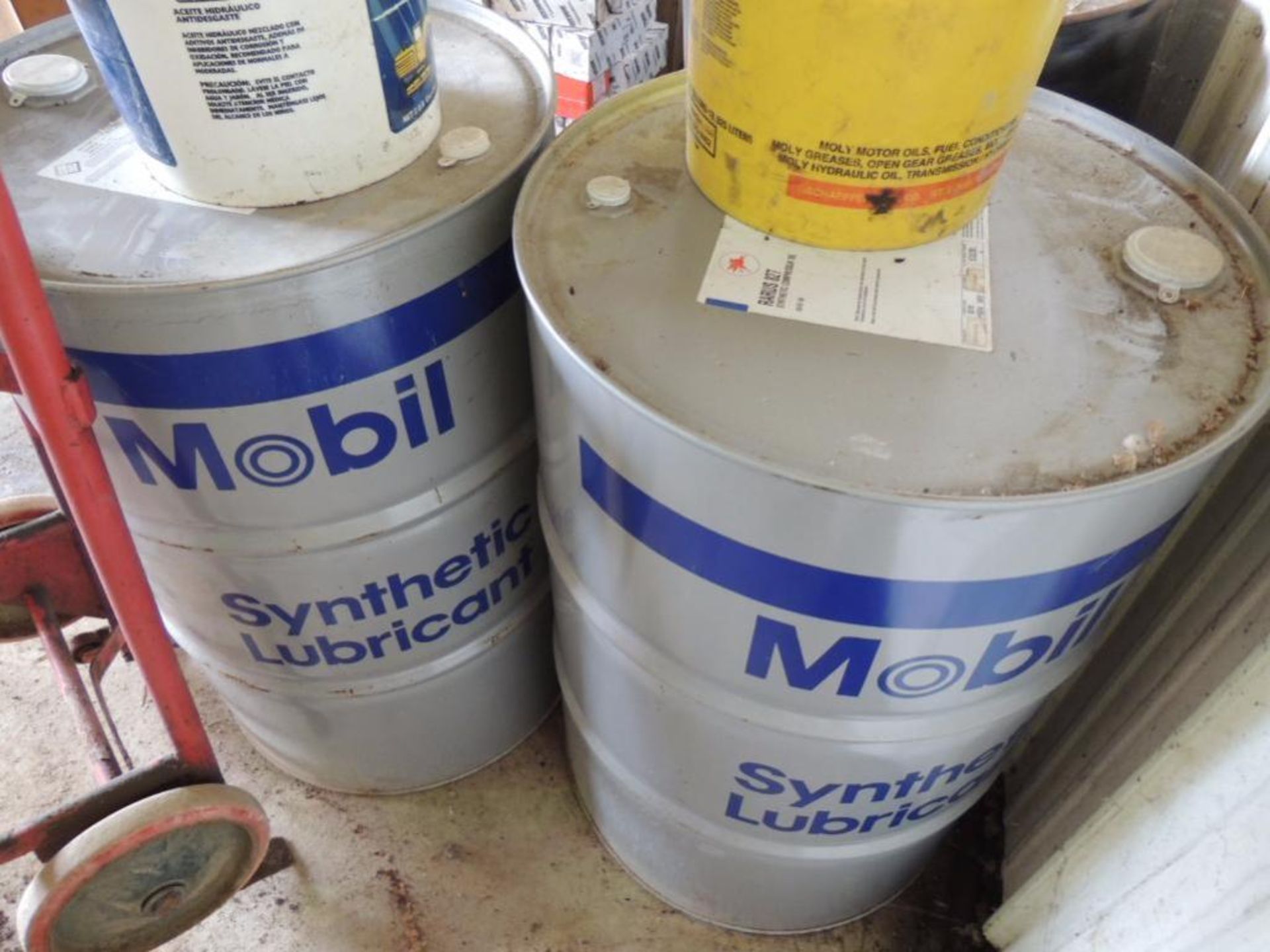 LOT: (2) 55 Gallon Drums Mobil Rarus 827 Synthetic Compressor Oil