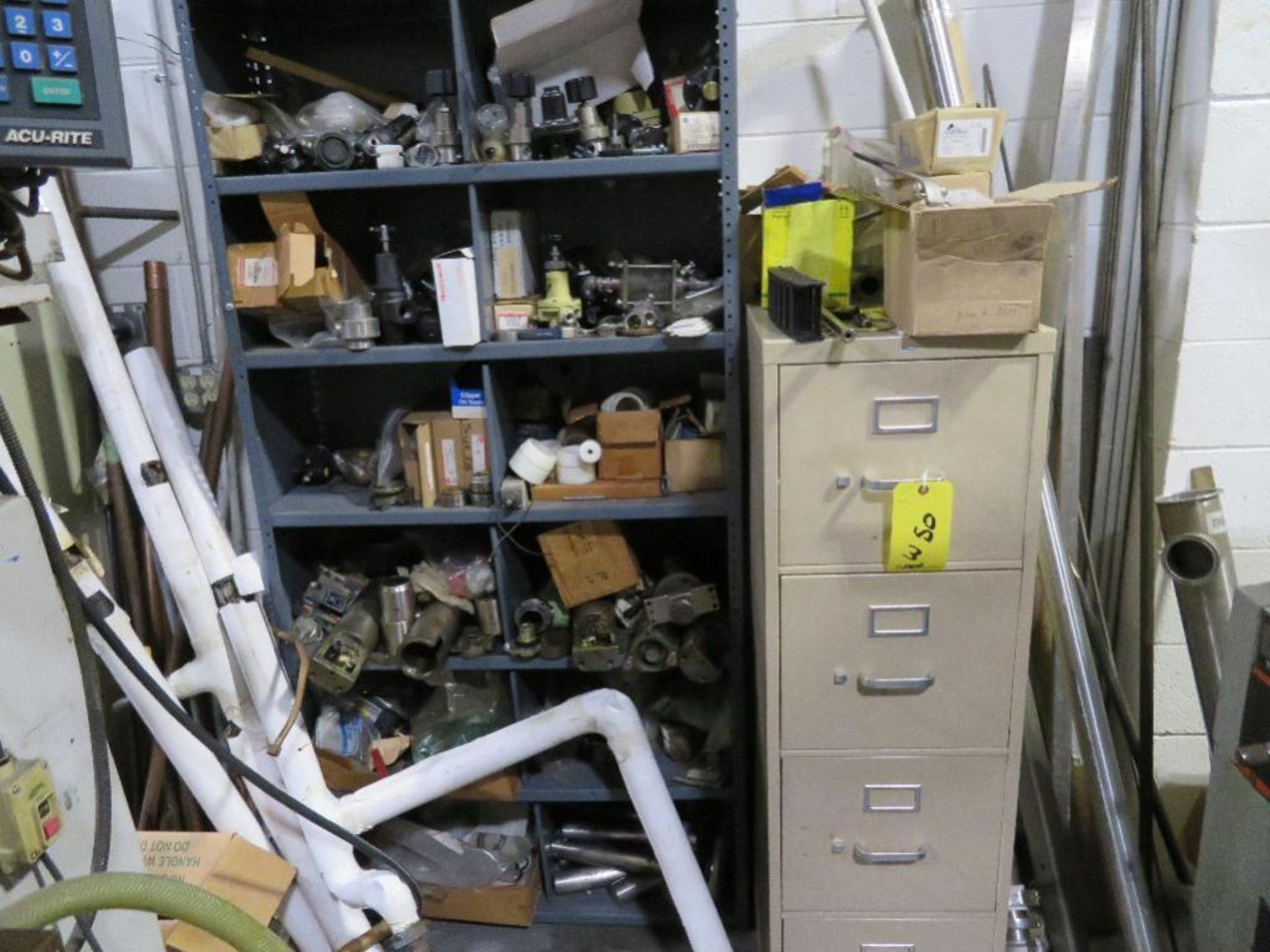 LOT: Desk, Lockers & File Cabinet with Contents of Gauges, Plumbing & Electrical Supplies, Valves, e - Image 3 of 3