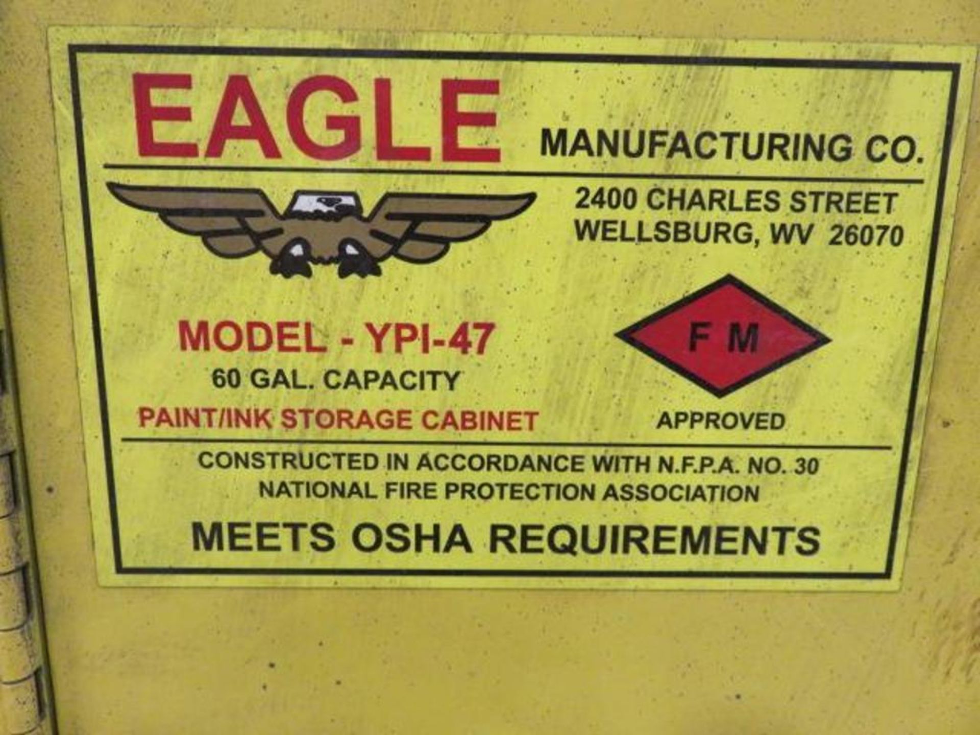 Eagle 60 Gallon Safety/Flammable Storage Cabinet Model YPI-47 - Image 2 of 2