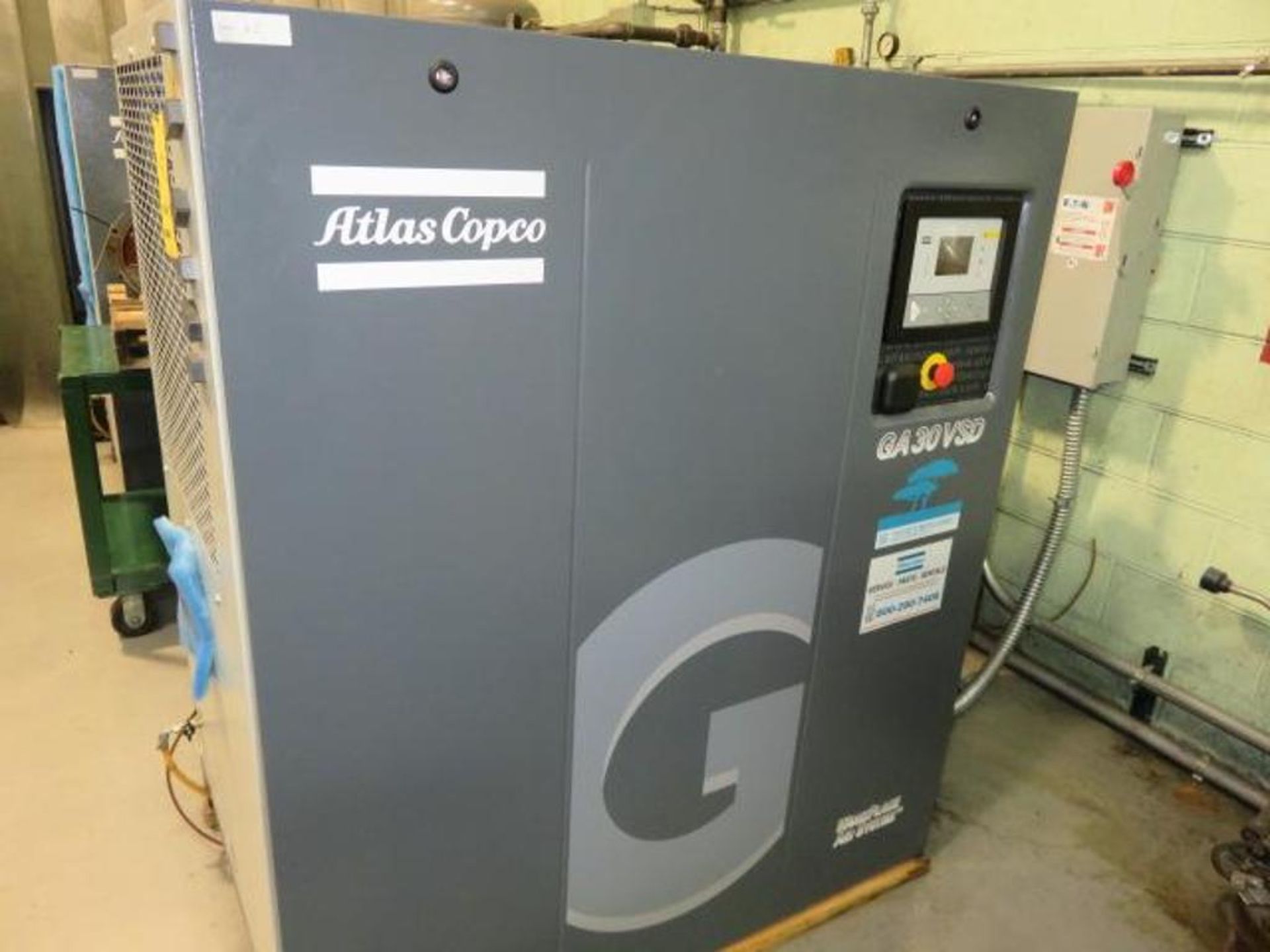Atlas Copco 40 HP Variable Speed Drive Rotary Screw Air Compressor Model GA30VSD, S/N AP1435226 (201