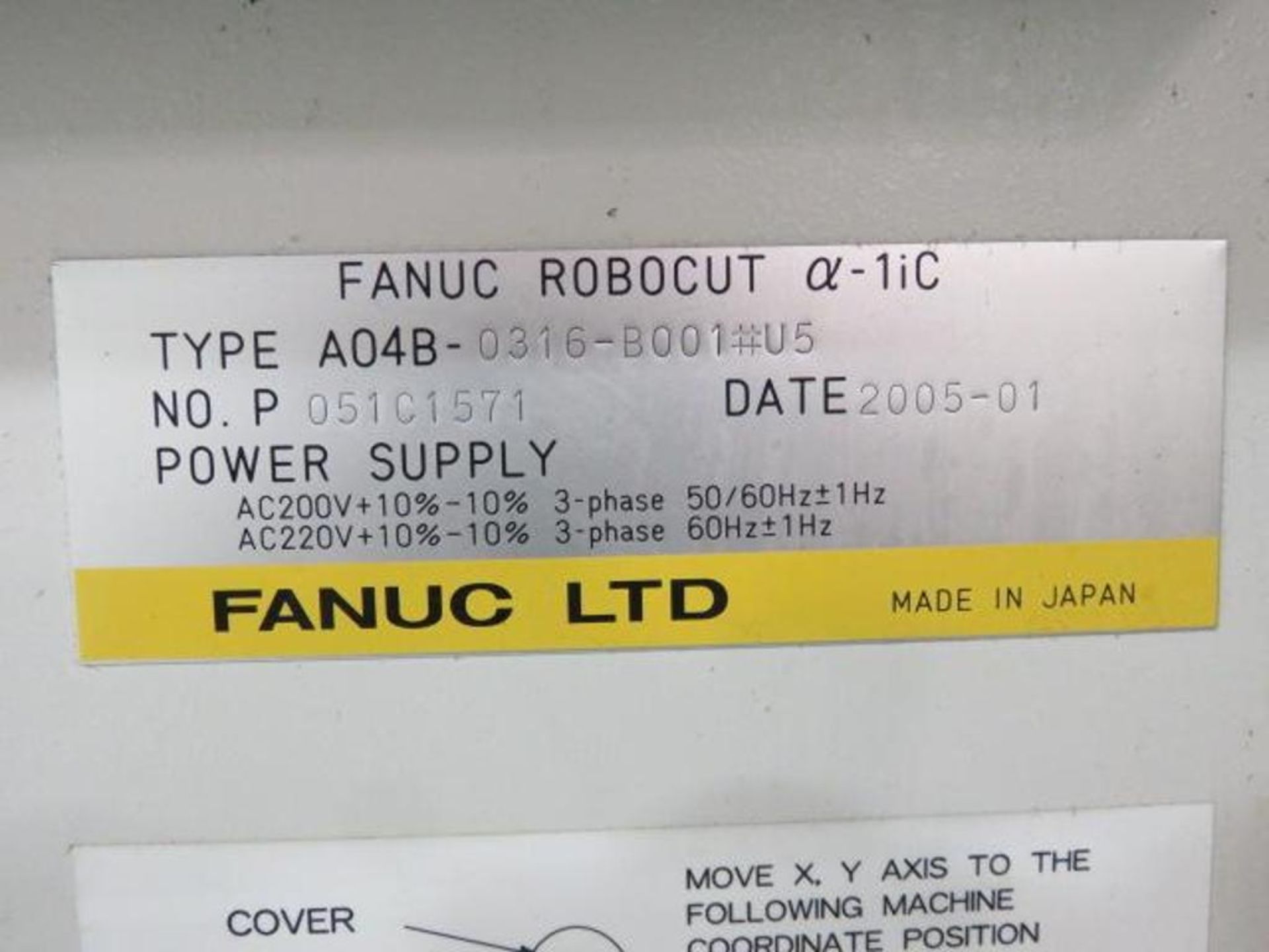 Fanuc 4-Axis CNC Wire EDM Machine Model Robocut AX-1iC, S/N P051C1571 (2005), 43 in. x 33 in. x 21 i - Image 6 of 6