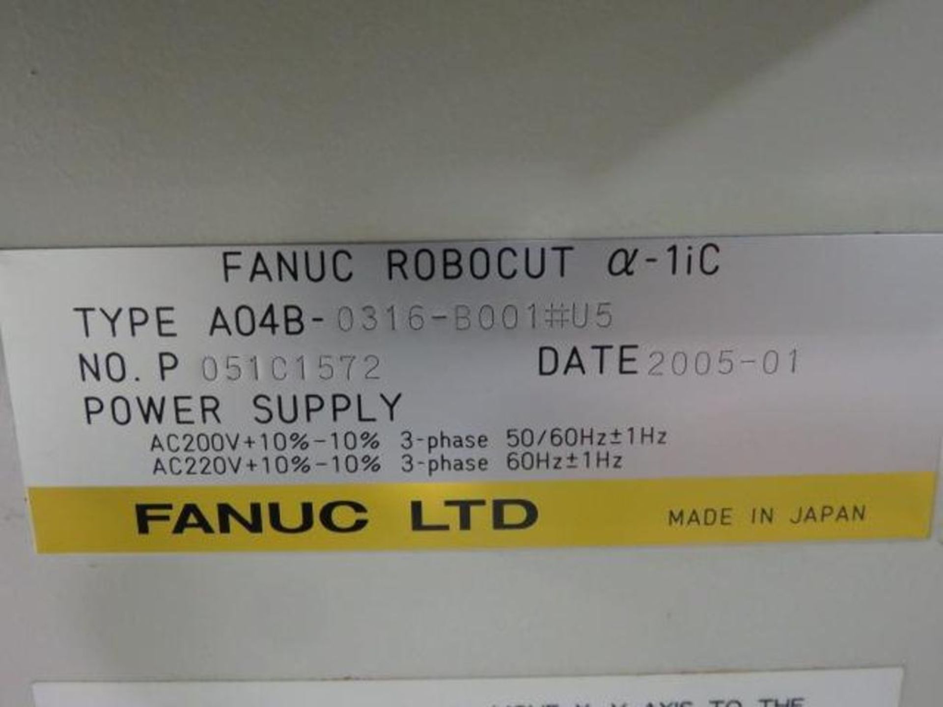 Fanuc 4-Axis CNC Wire EDM Machine Model Robocut AX-1iC, S/N P051C1572 (2005), 43 in. x 33 in. x 21 i - Image 5 of 5