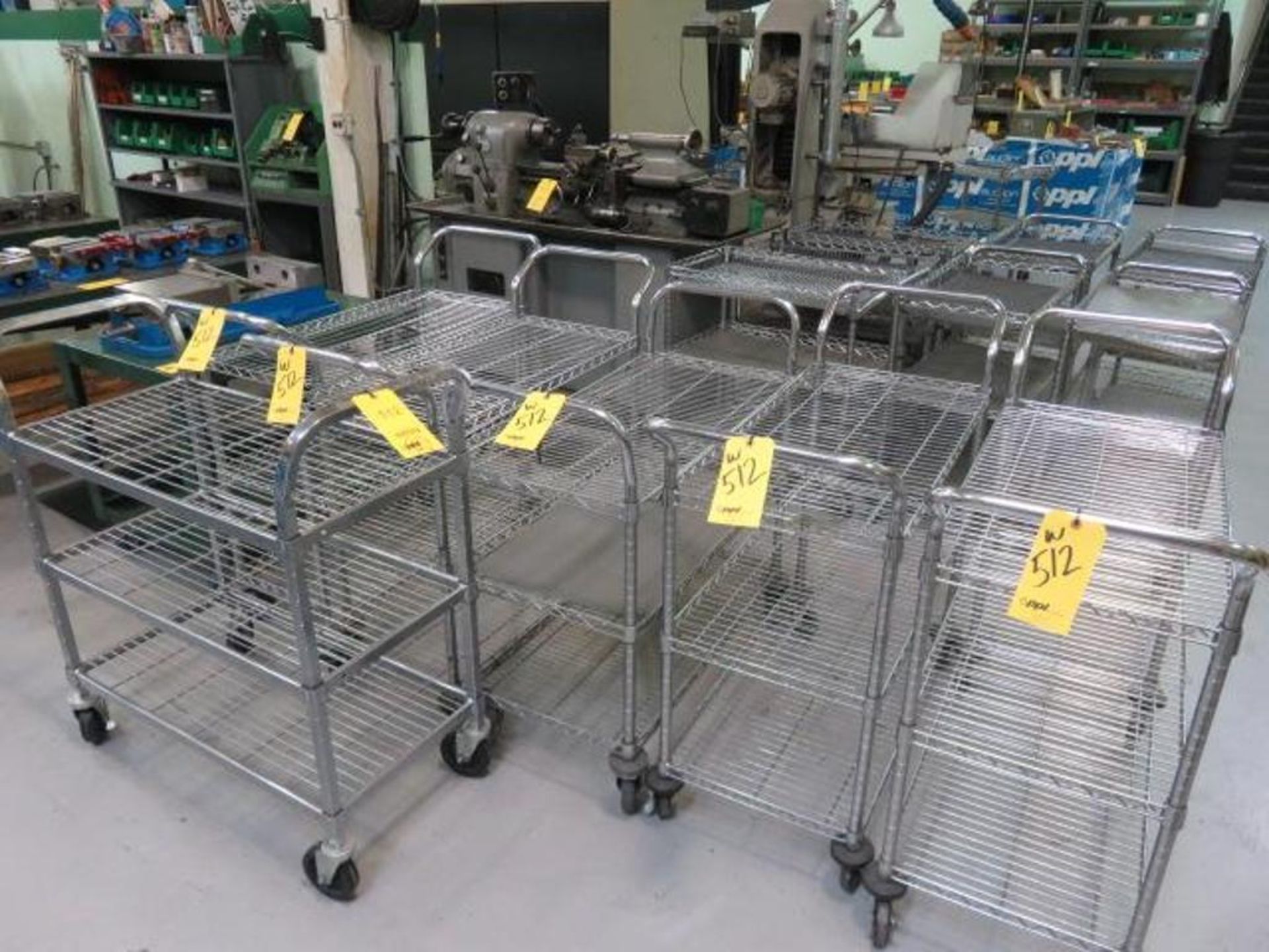 LOT: (8) 4-Wheel Wire Carts