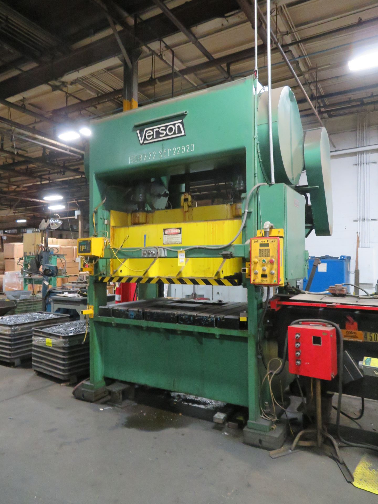 LOT: Verson 150 Ton 2-Point Straight Side Press Model 150-B2-72, S/N 22920, 4 in. Stroke, 5 in.