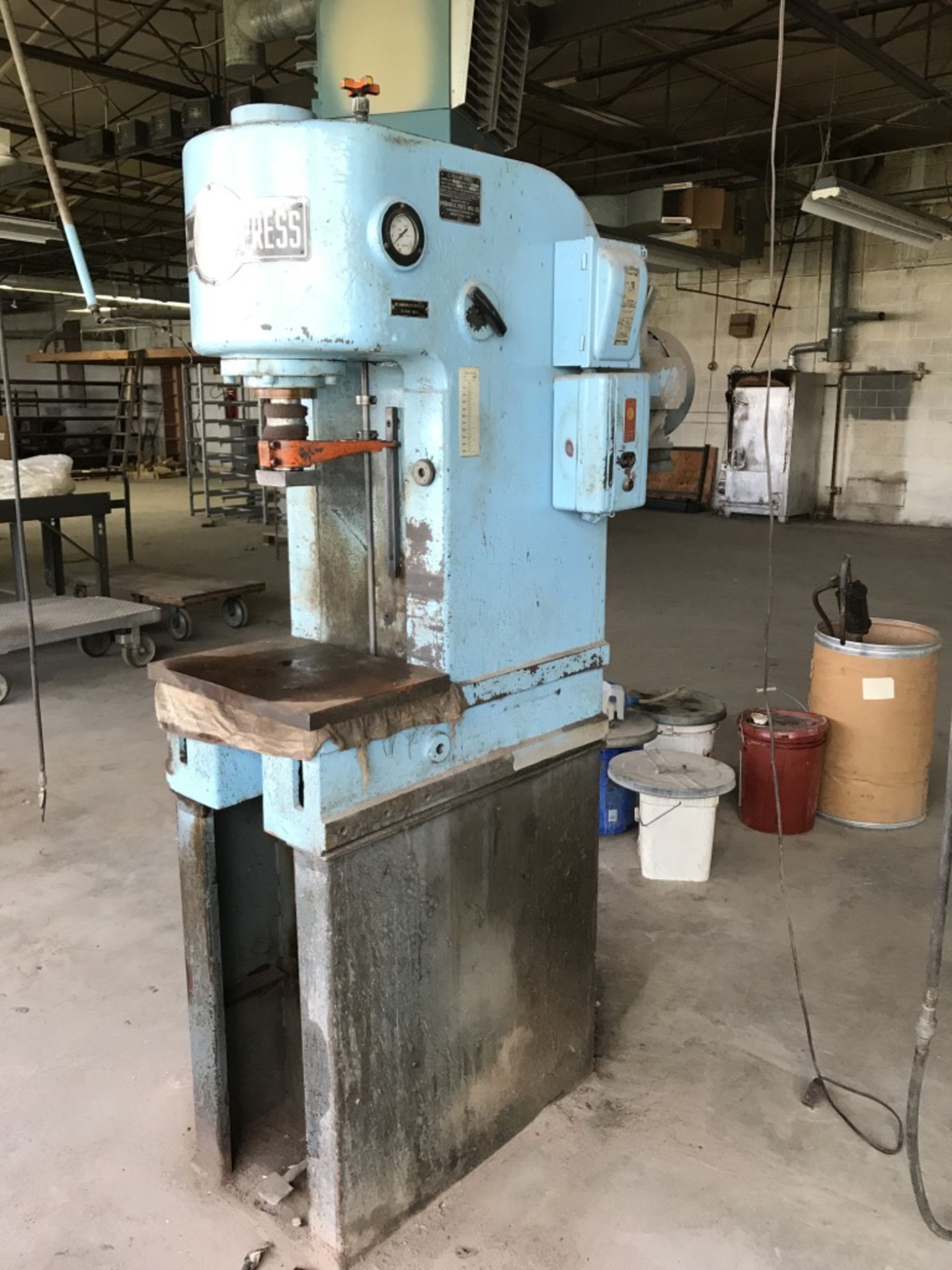 5 Ton HPM C-Frame Hydraulic Press, Model A5AA4M, 12" Estimated Stroke, 15.5" Estimated Daylight,