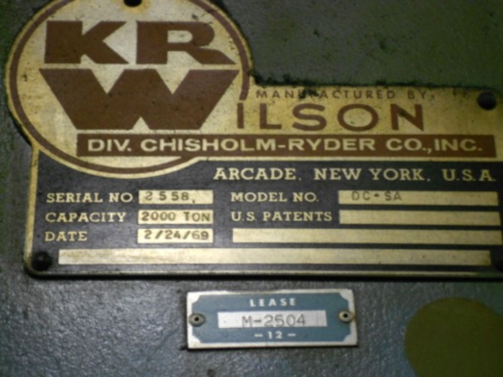 2000 Ton KR Wilson Model DC-SA-4-Post Hydraulic Press, s/n: 2558, Year: 1970, 36" Stroke, 48" - Image 6 of 8