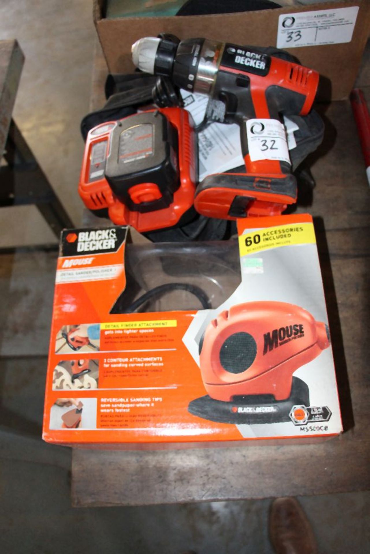Black & Decker Battery powered Drill & Electric mouse detailed sander
