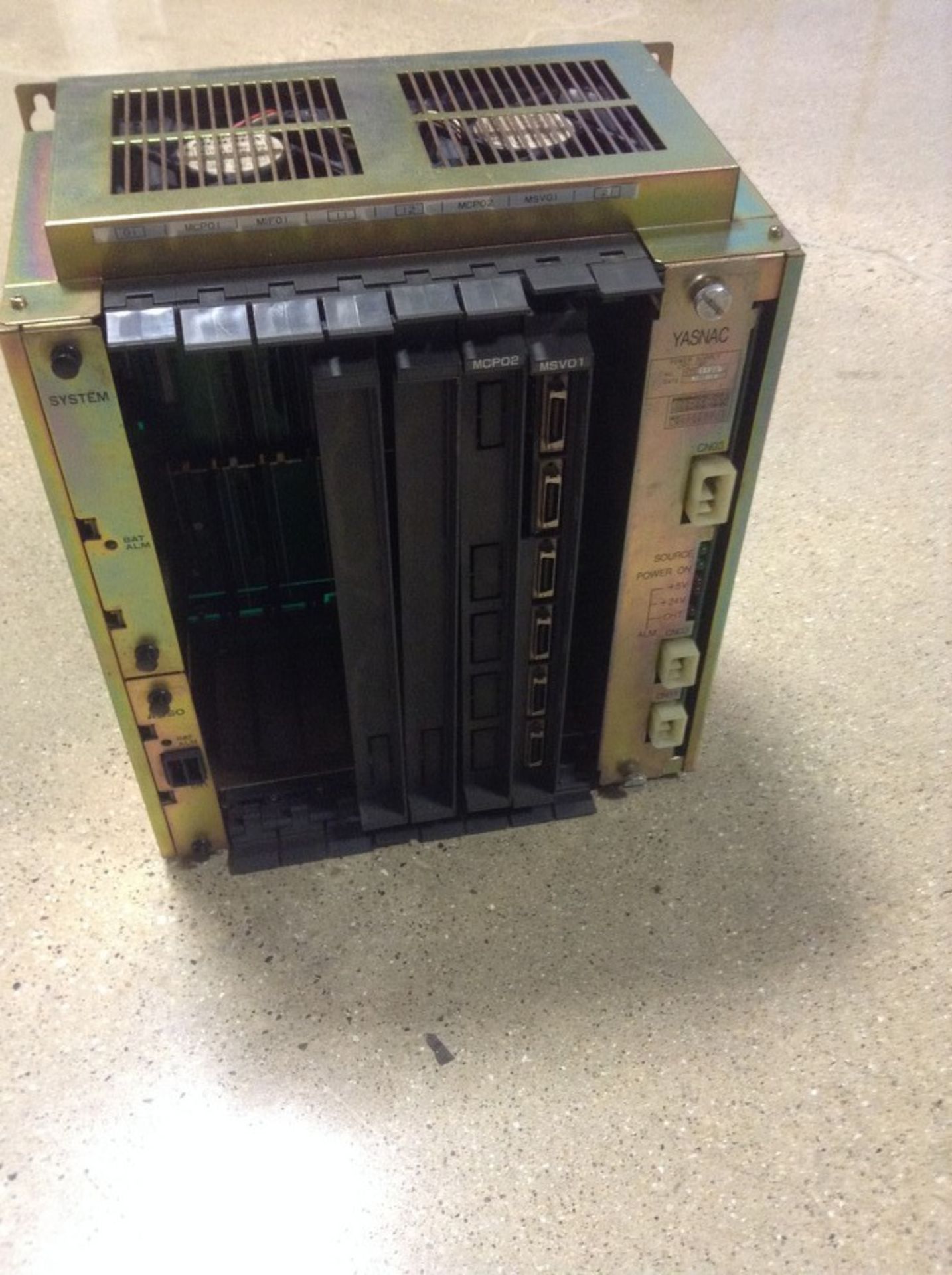 Yaskawa Motoman model JZNC-MRK04-1E PCB rack with power supply S/N RP1014-434A-4-7