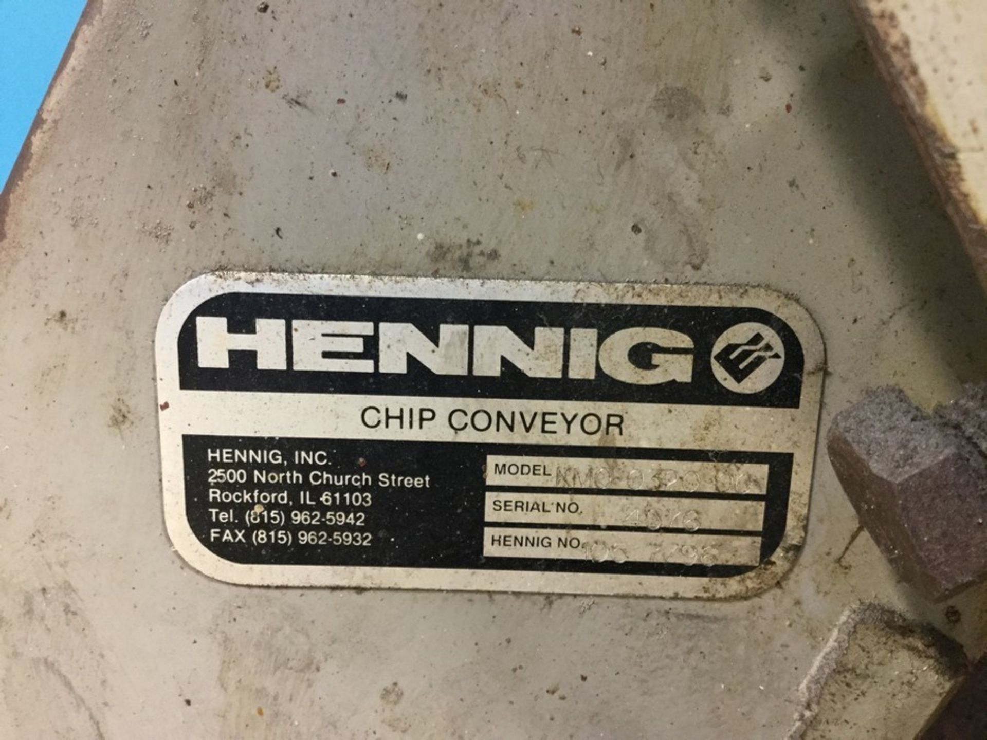 HENNIG chip conveyor model KM0-0320-00 S/N 4576 12" in. Wide Chip Track, with SUMITOMO 8 HP motor - Image 5 of 7