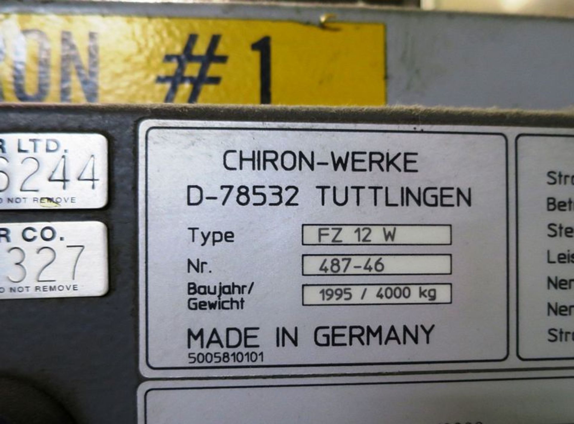 Chiron FZ-12W Magnum CNC Vertical Machining Center, S/N 487-46, New 1995 General Specifications, - Image 14 of 15