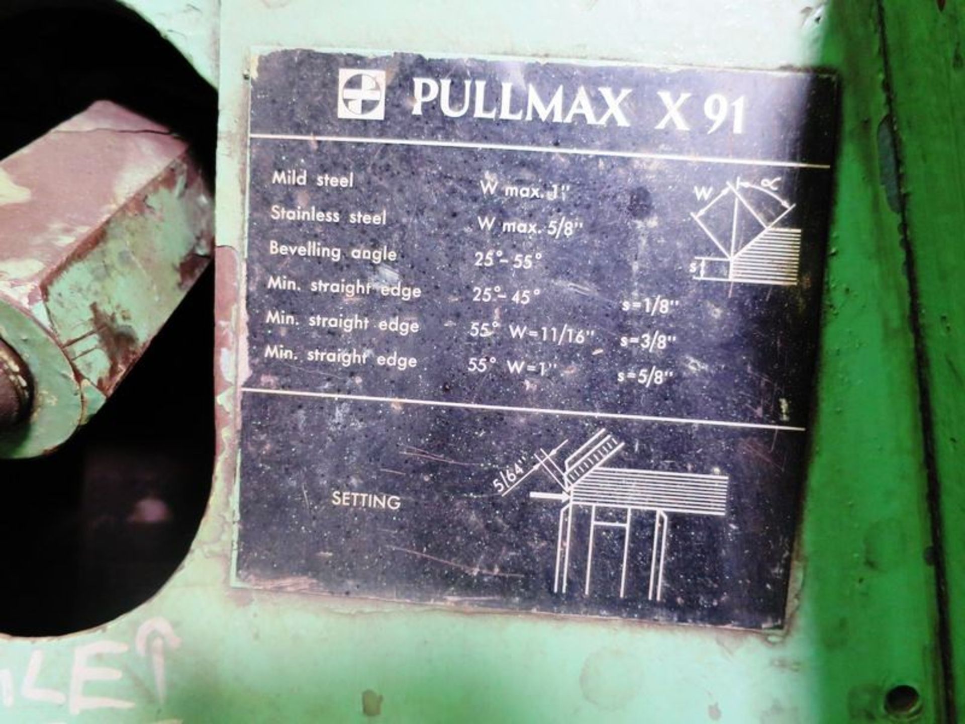 Pullmax X91 Beveler General Specifications, Max. Plate Thickness 2", Angle of Bevel 22 to 55 deg., - Image 6 of 7