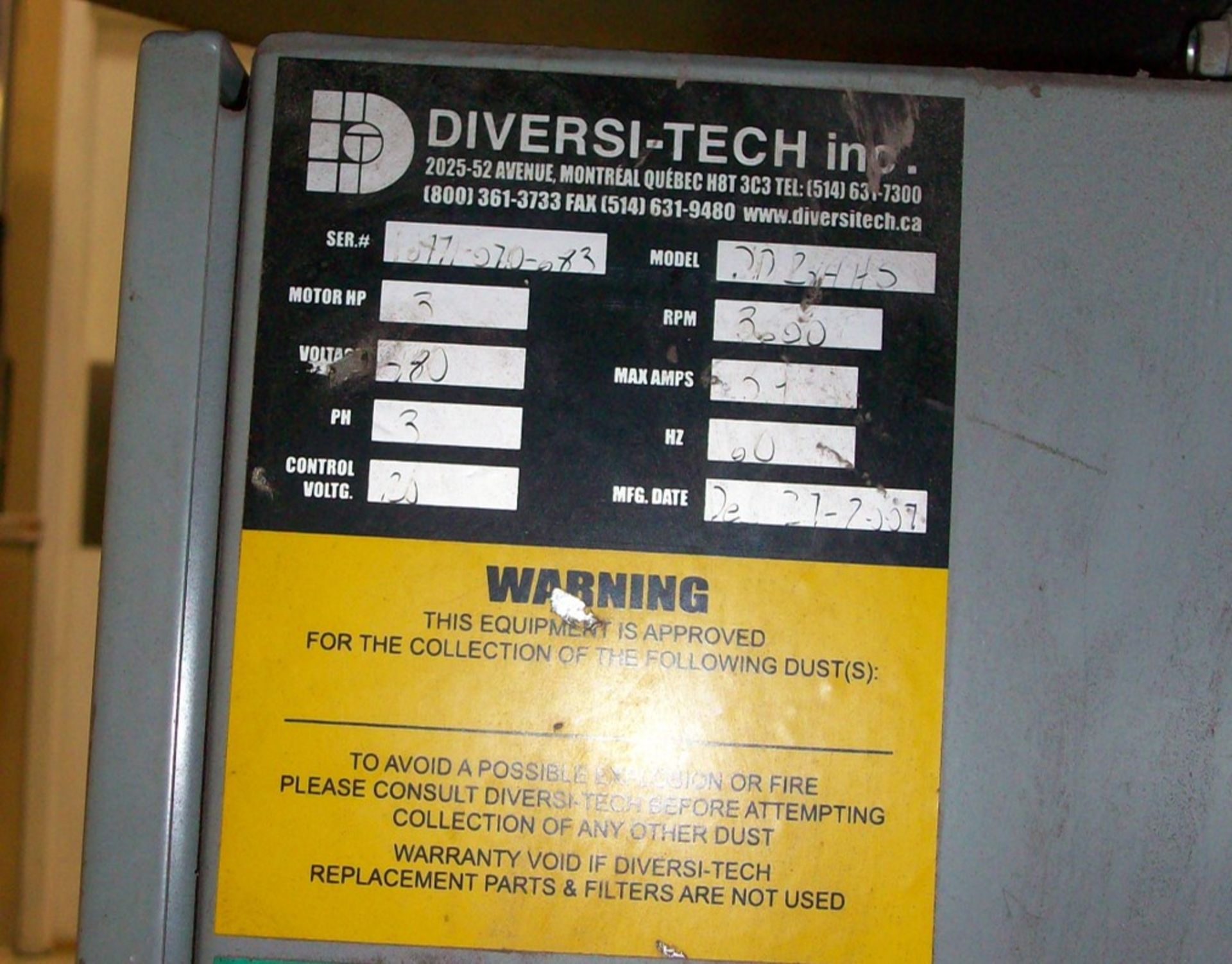 Diversi-Tech DD 2'x4' Downdraft Table w/Welding Hood, S/N 10471-070-683, New 2007 - Image 2 of 2