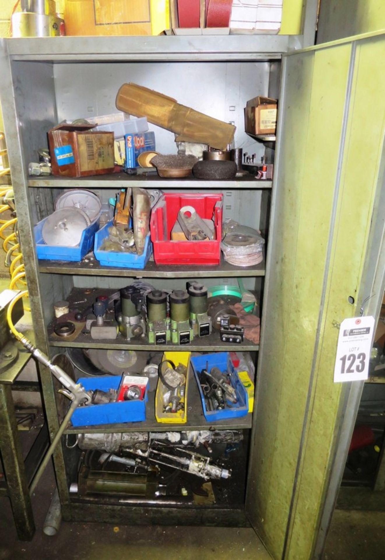 Cabinet with Contents Hydraulic Valves, Pumps, and Misc Items