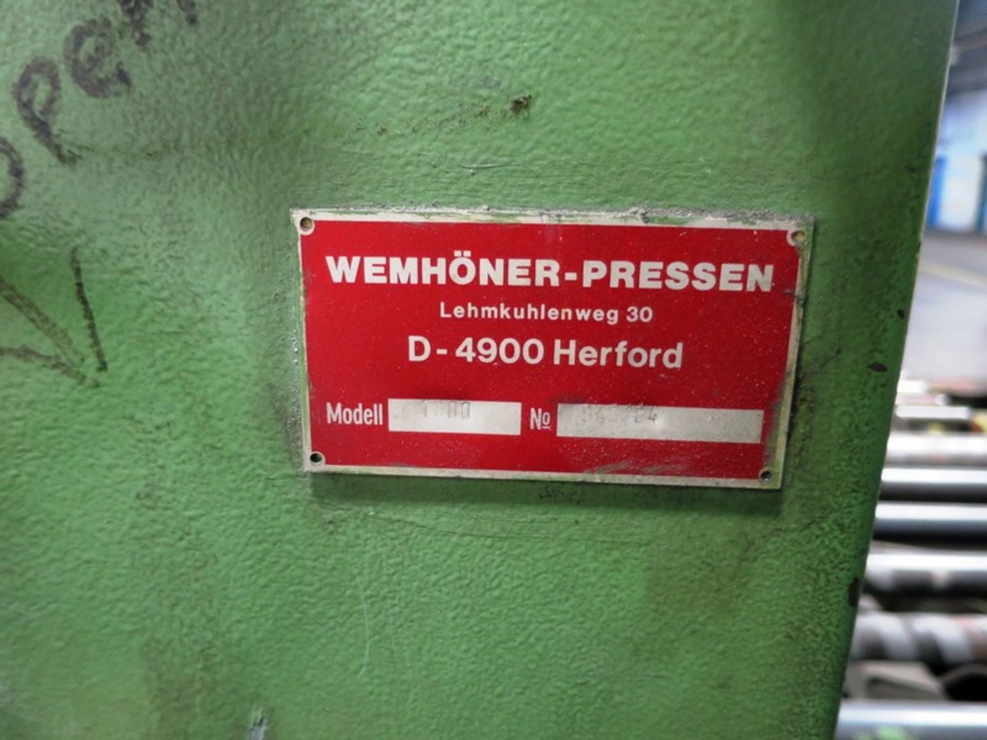 Wemhoner Model 1300 Panel Brush Machine, S/N 945/84 - Image 2 of 2