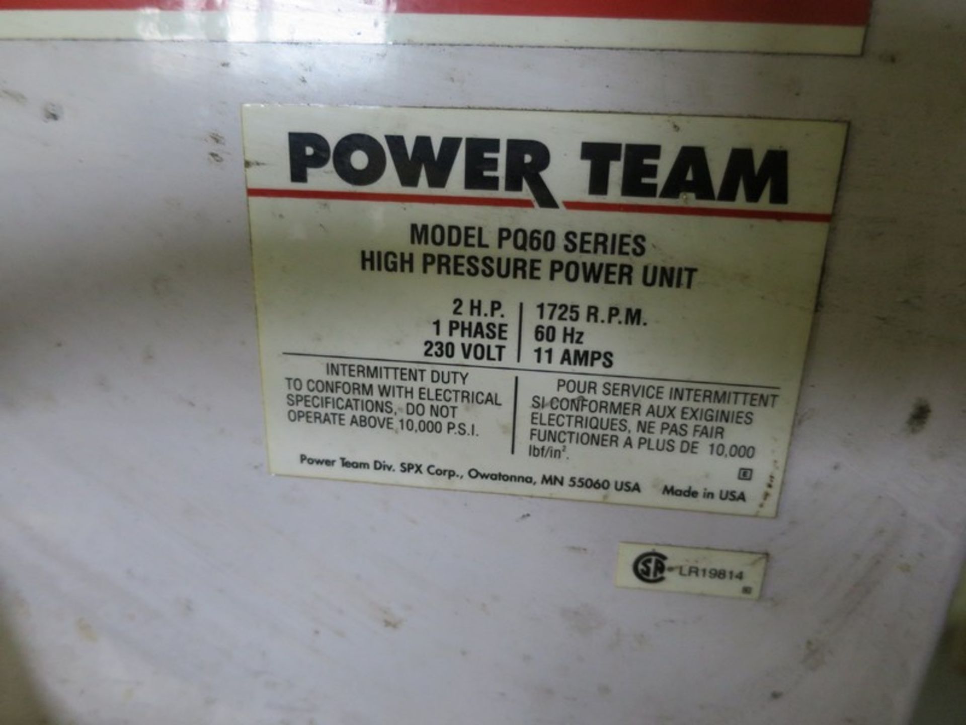 55 Ton Power Team Hydraulic Press Model PQ60 - Image 3 of 3