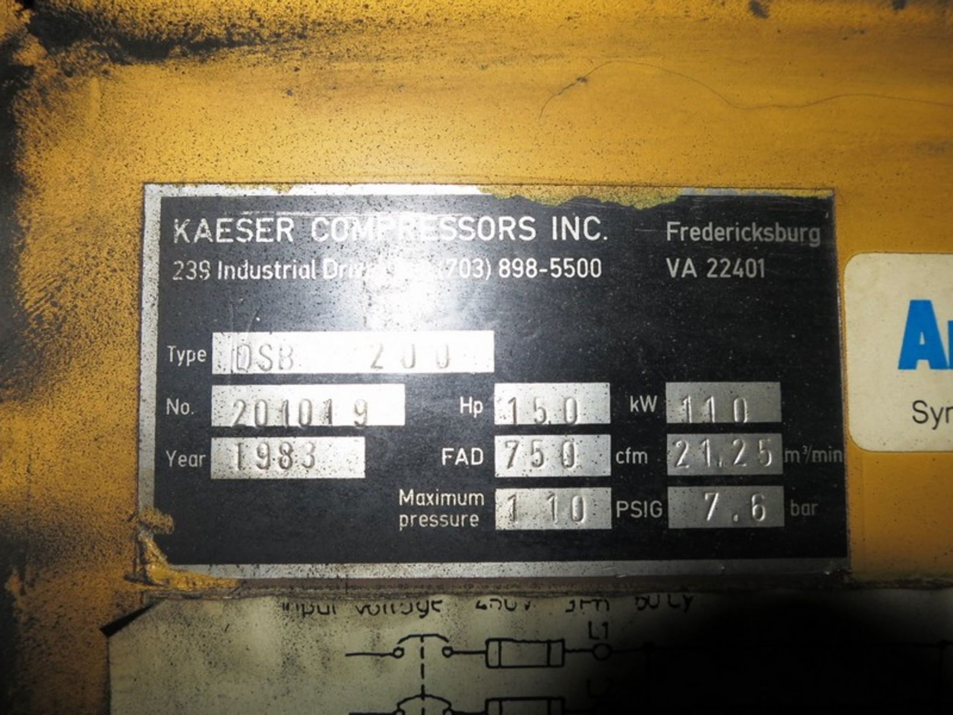 Kaiser Air Compressor 150HP, 750 CFM - Image 3 of 3