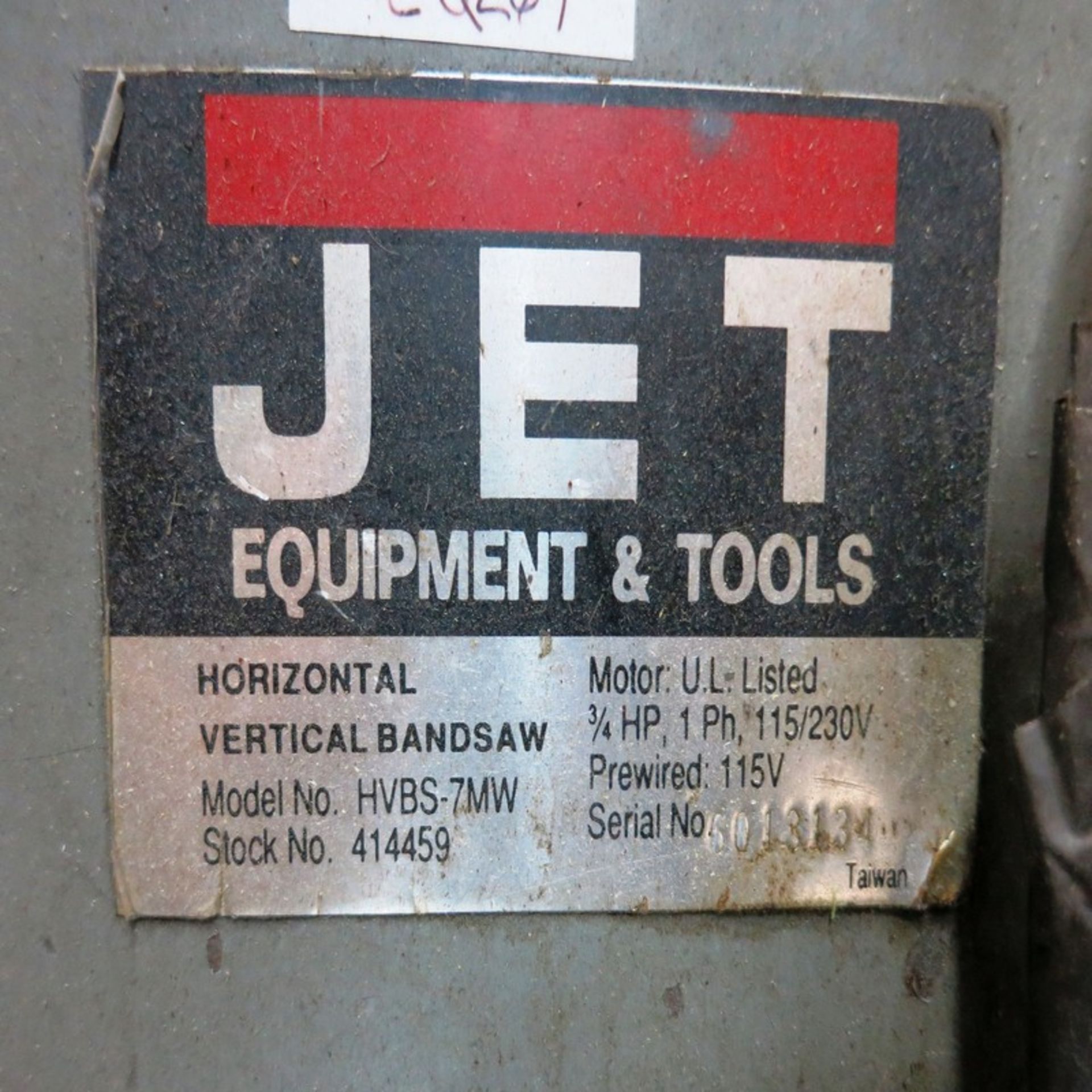 Jet Model HVBS-7MW 7"x12" Portable Horizontal Band Saw, S/N 6013134 - Image 3 of 3