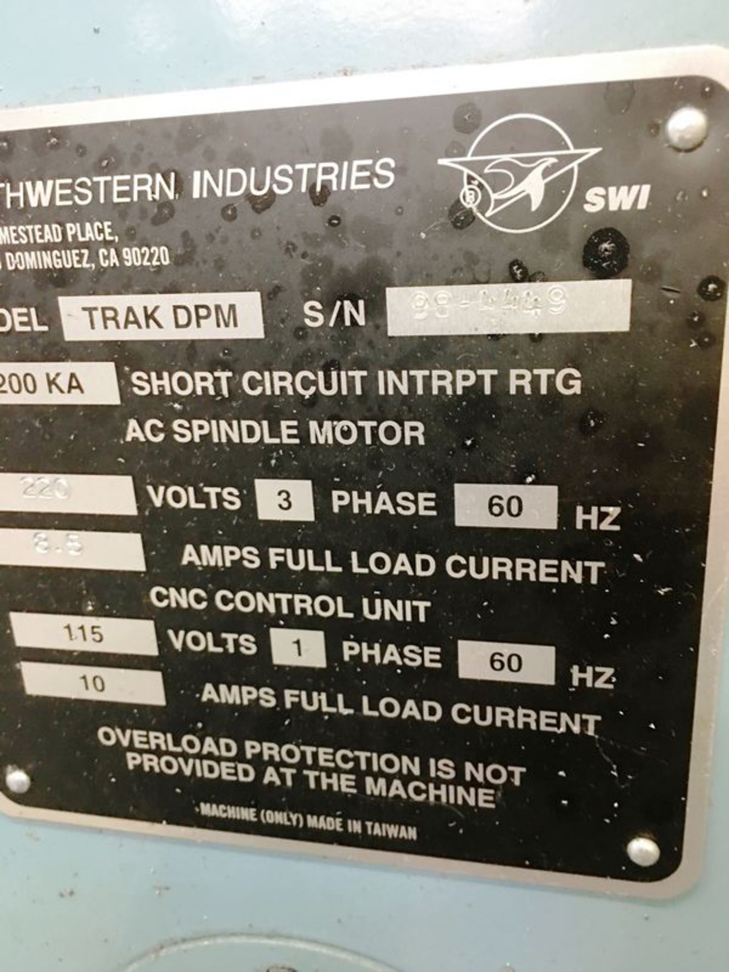 Trak DPM 3 Axis Bed Type Vertical Tool Room Milling Machine, S/N 98-4449 - Bild 5 aus 5